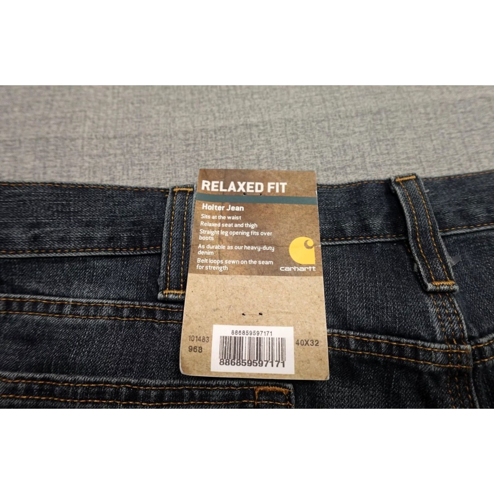 Carhartt Carhartt Holter Jeans Mens 40x32 Blue Dark Wash Denim Relaxed Straight Fit Jeans Mens Size US 40 / EU 56 - 2 Thumbnail