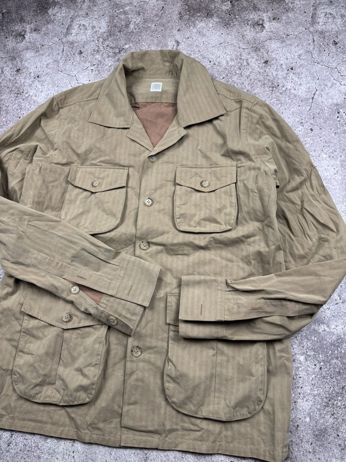 Eleventy Eleventy Multipocket Japanesse Jacket Beige Striped Size US M / EU 48-50 / 2 - 3 Thumbnail