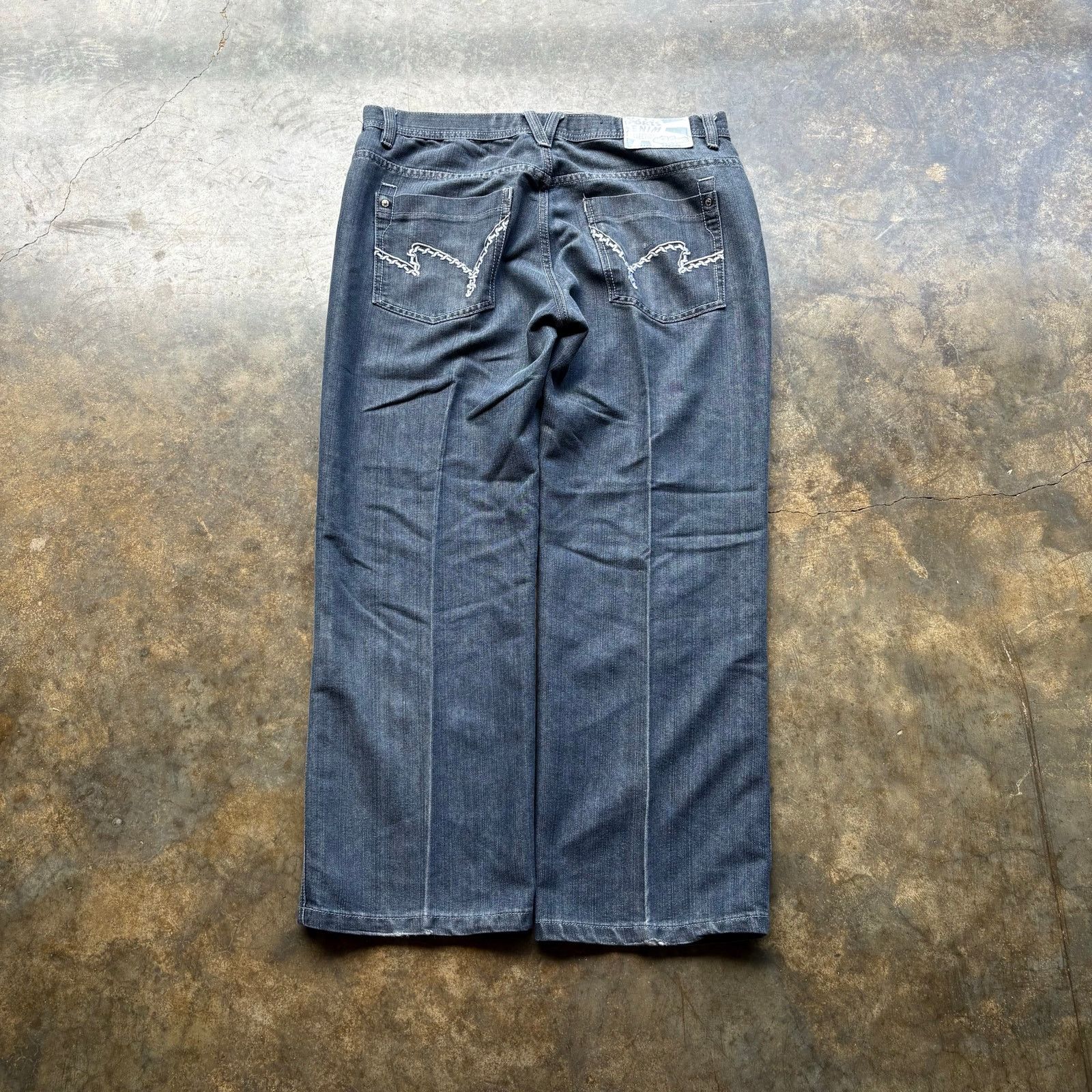 Other Baggy Vintage Y2K Grey Embroidered Jeans Size US 38 / EU 54 - 1 Thumbnail