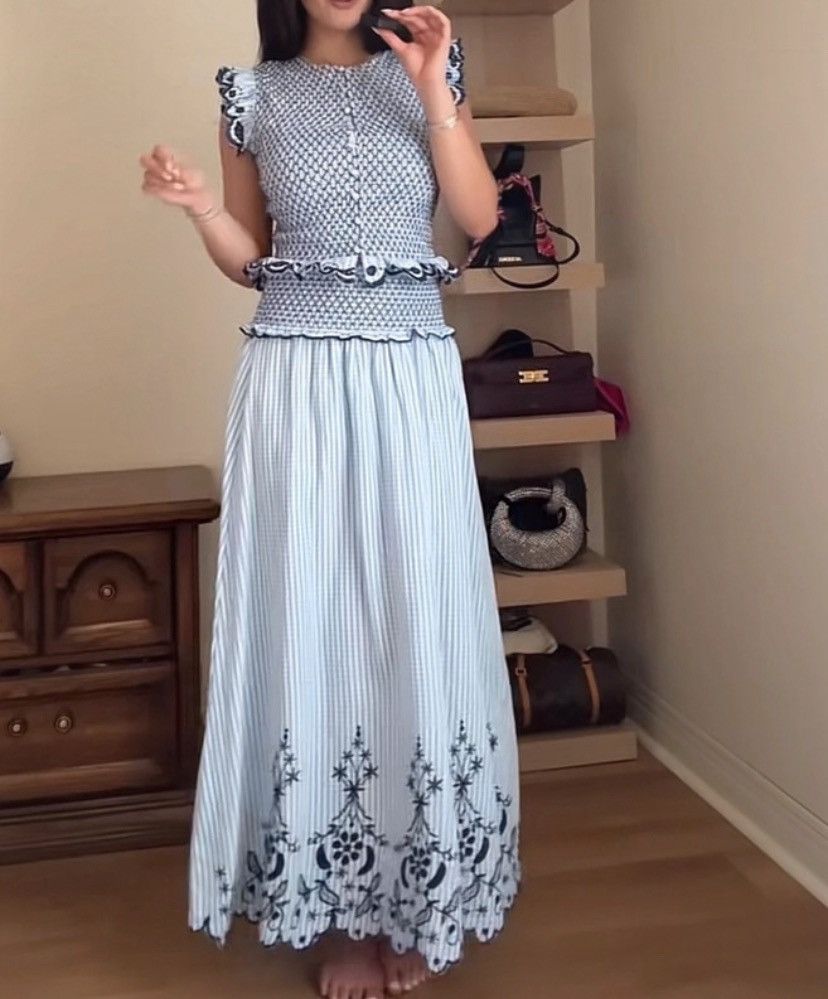 Zara Zara Velvet Green Blue Crochet Maxi Dress | Grailed