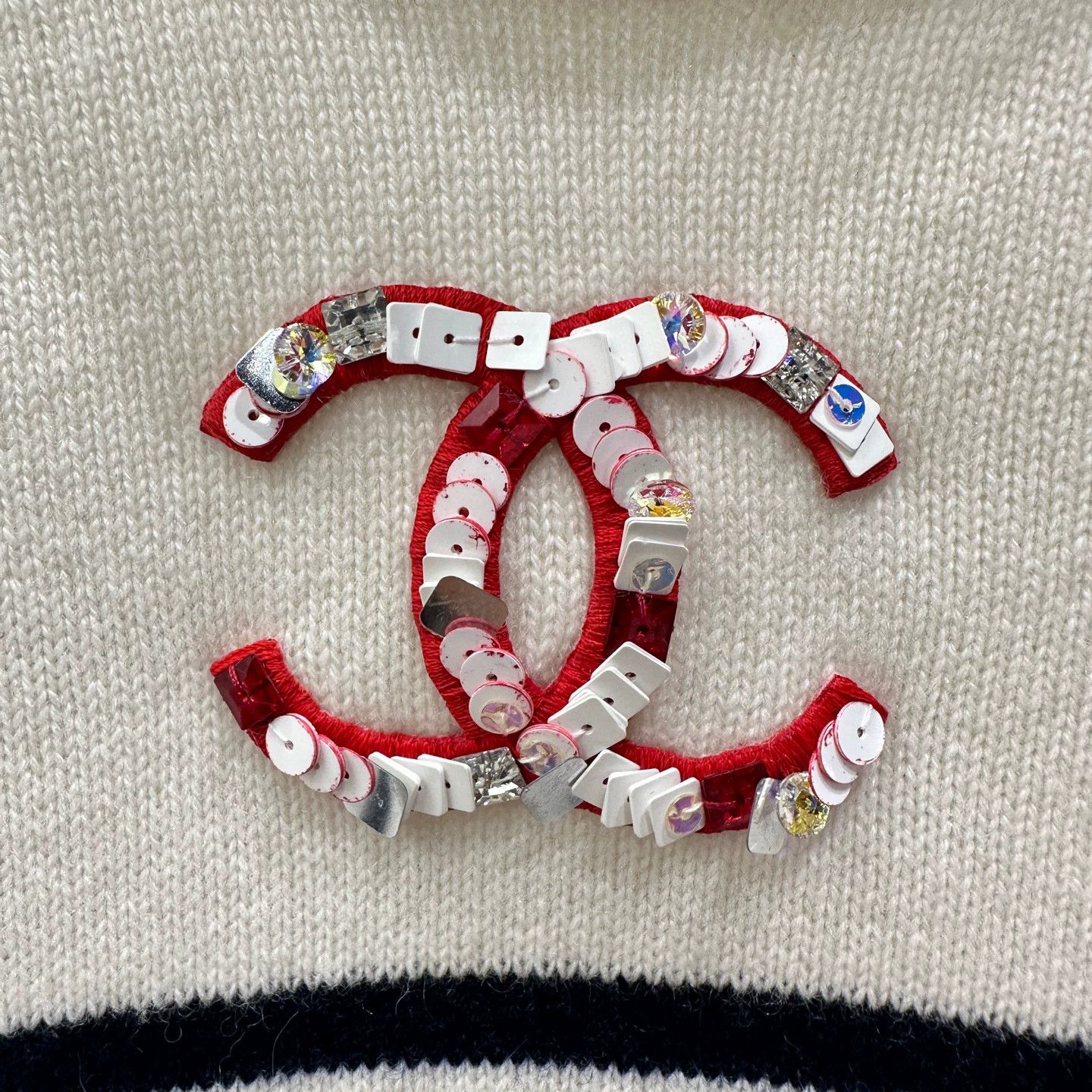 Chanel Chanel 23C Striped Sequin Logo Cashmere Sweater 36 Size XS / US 0-2 / IT 36-38 - 6 Thumbnail