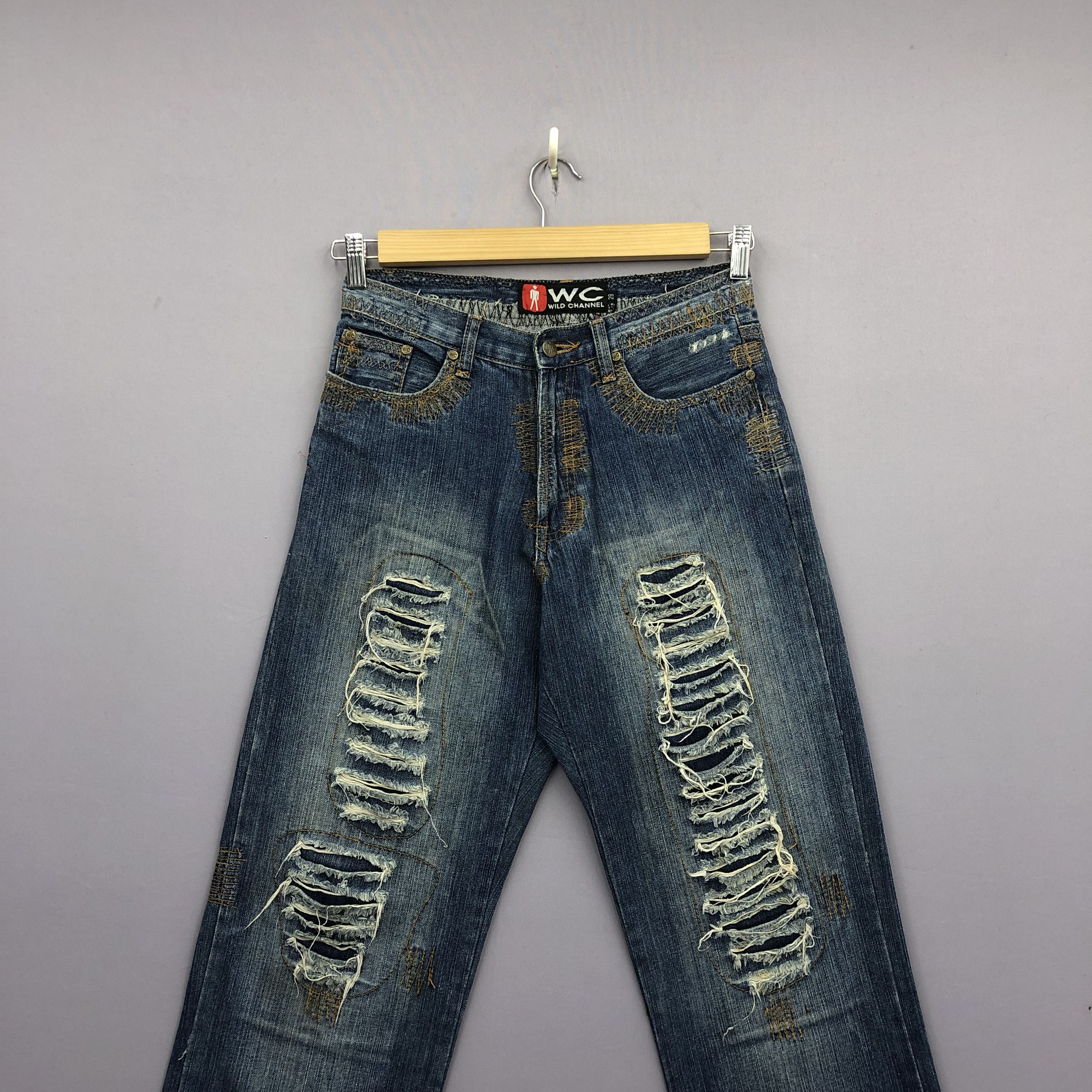 Jean Vintage Wild Channel Distressed Jeans Style Baggy Denim - . Size 26" / US 2 / IT 38 - 3 Thumbnail