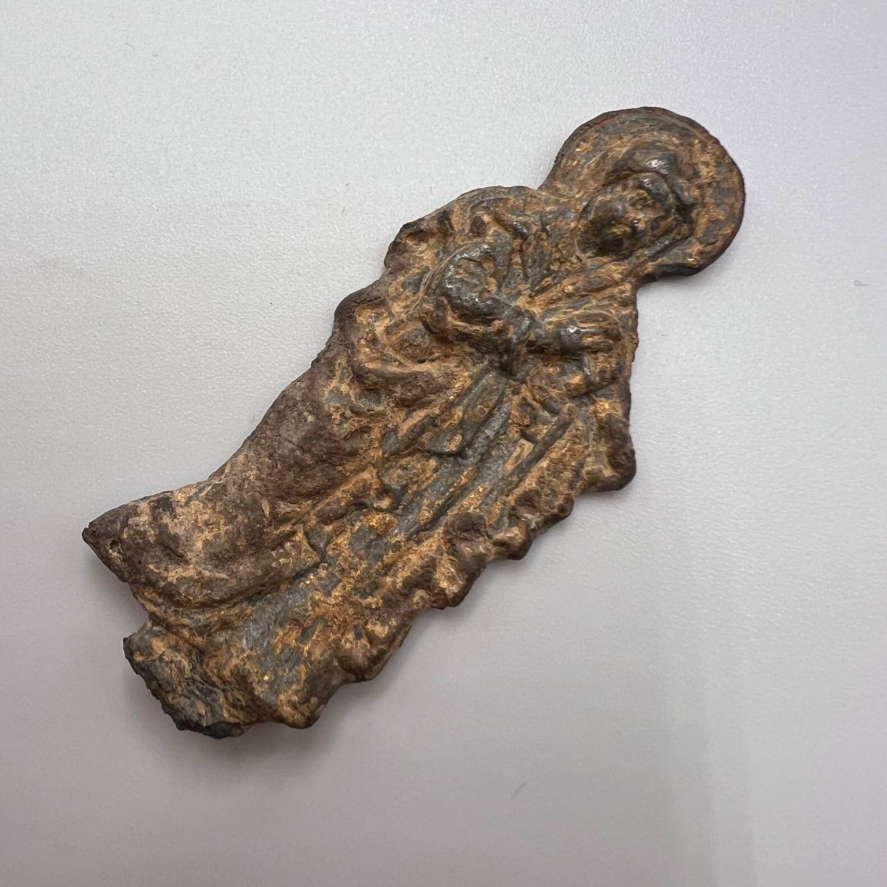 Vintage 18th Antique Christian Figure Mother of God Standing Metal Size ONE SIZE - 4 Thumbnail