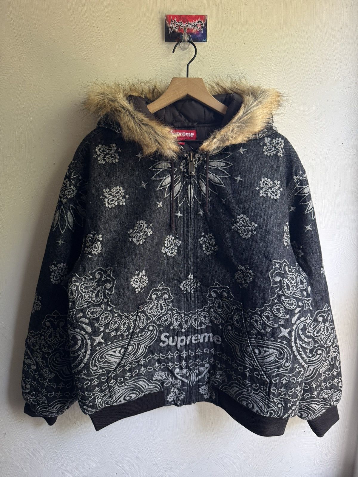 Supreme Supreme Bandana Jacquard Denim Hooded Work Jacket Black Size US L / EU 52-54 / 3 - 2 Thumbnail