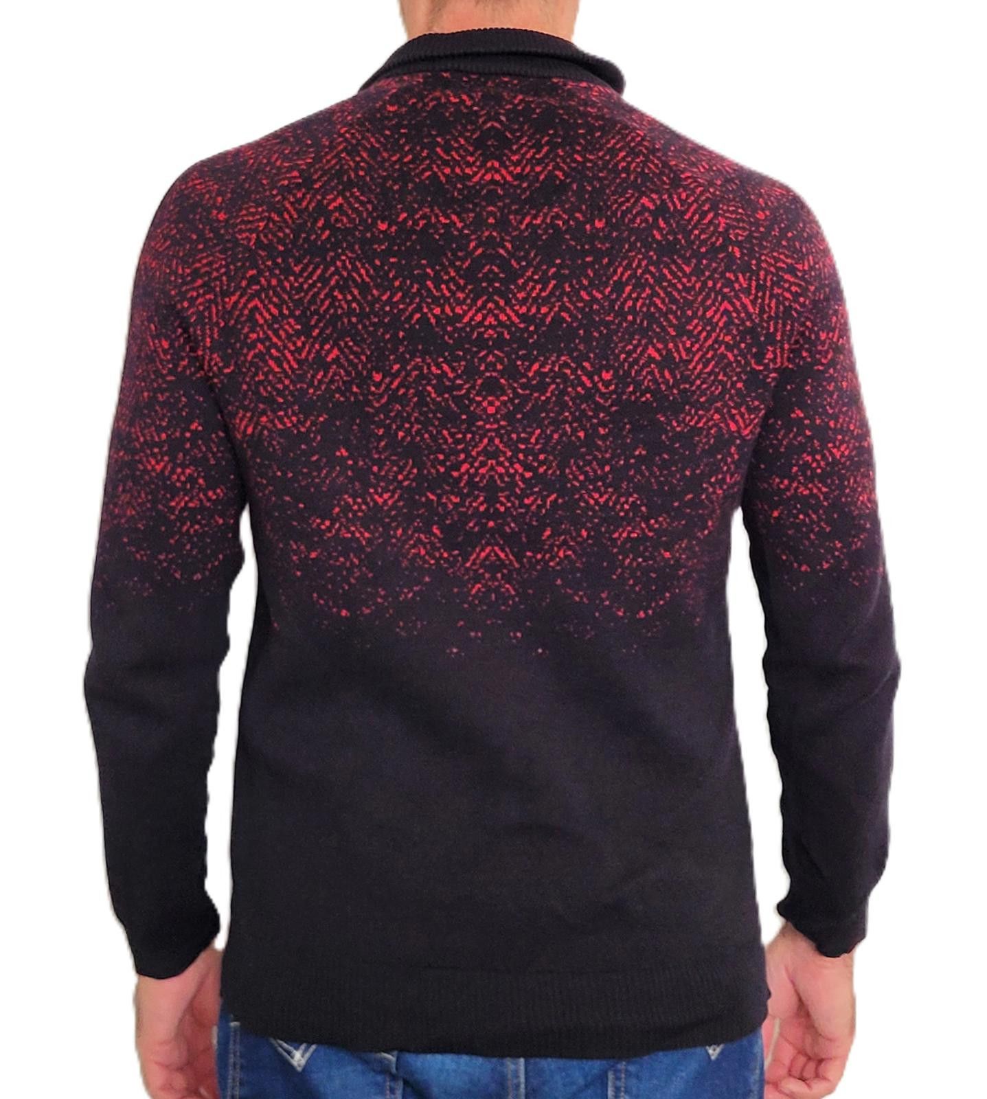 I.N.C INC International Concepts Full Zip Sweater Black & Red Knit Size US M / EU 48-50 / 2 - 2 Thumbnail