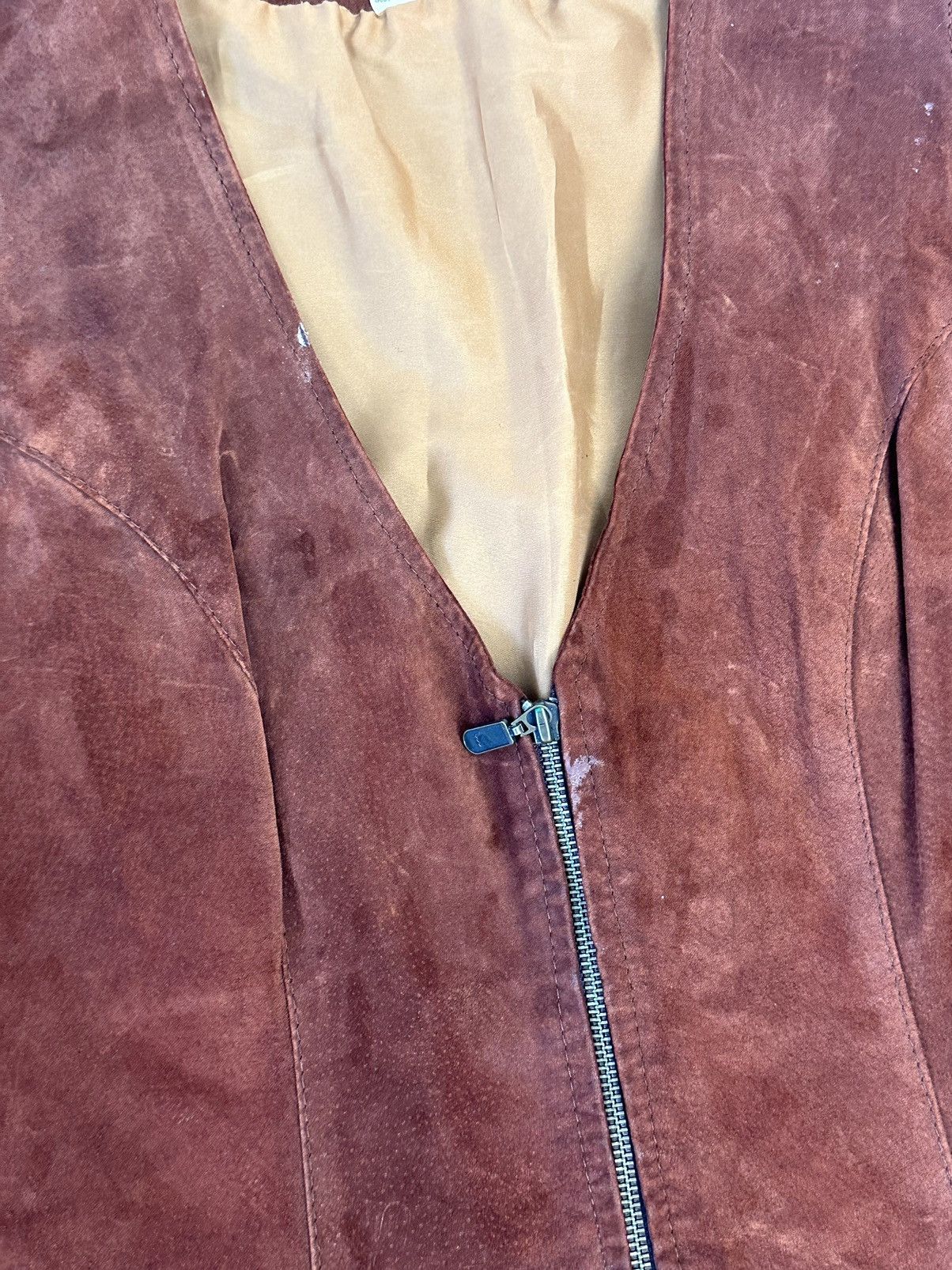 If Six Was Nine Vintage Brown Suede Zipper Vest Size M / US 6-8 / IT 42-44 - 4 Thumbnail