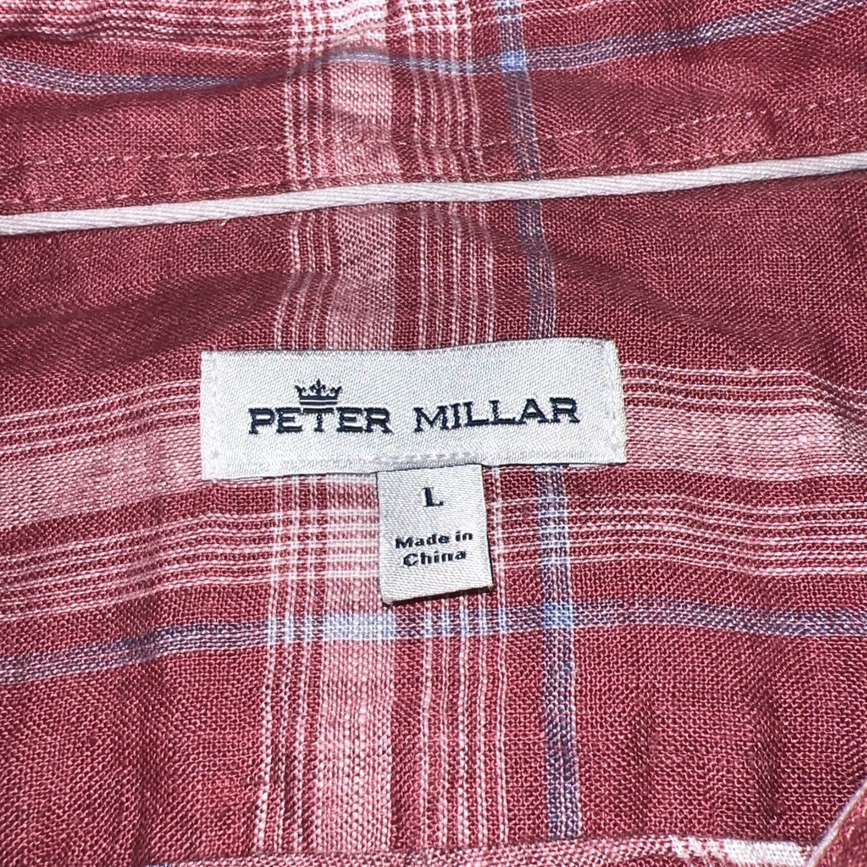 Peter Millar Peter Millar Shirt Mens Size L Red Linen Plaid Size US L / EU 52-54 / 3 - 3 Thumbnail