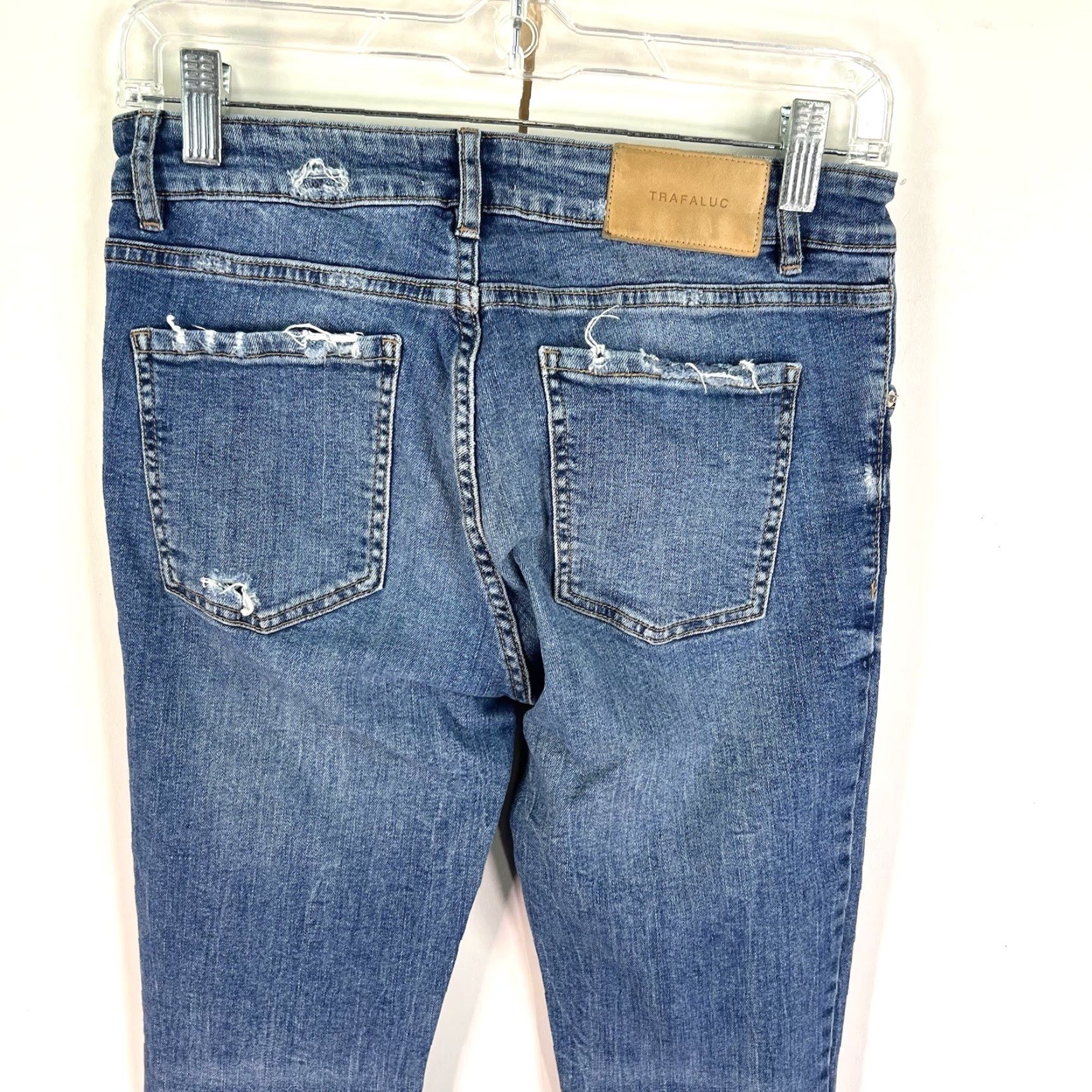 Zara ZARA Trafaluc Slim Ankle Distressed Denim Jeans Womens 6 Blue Medium Wash Inseam 26in Mid Rise 8.5-10.5in Full Length Style: Ankle Size 28" / US 6 / IT 42 - 6 Thumbnail