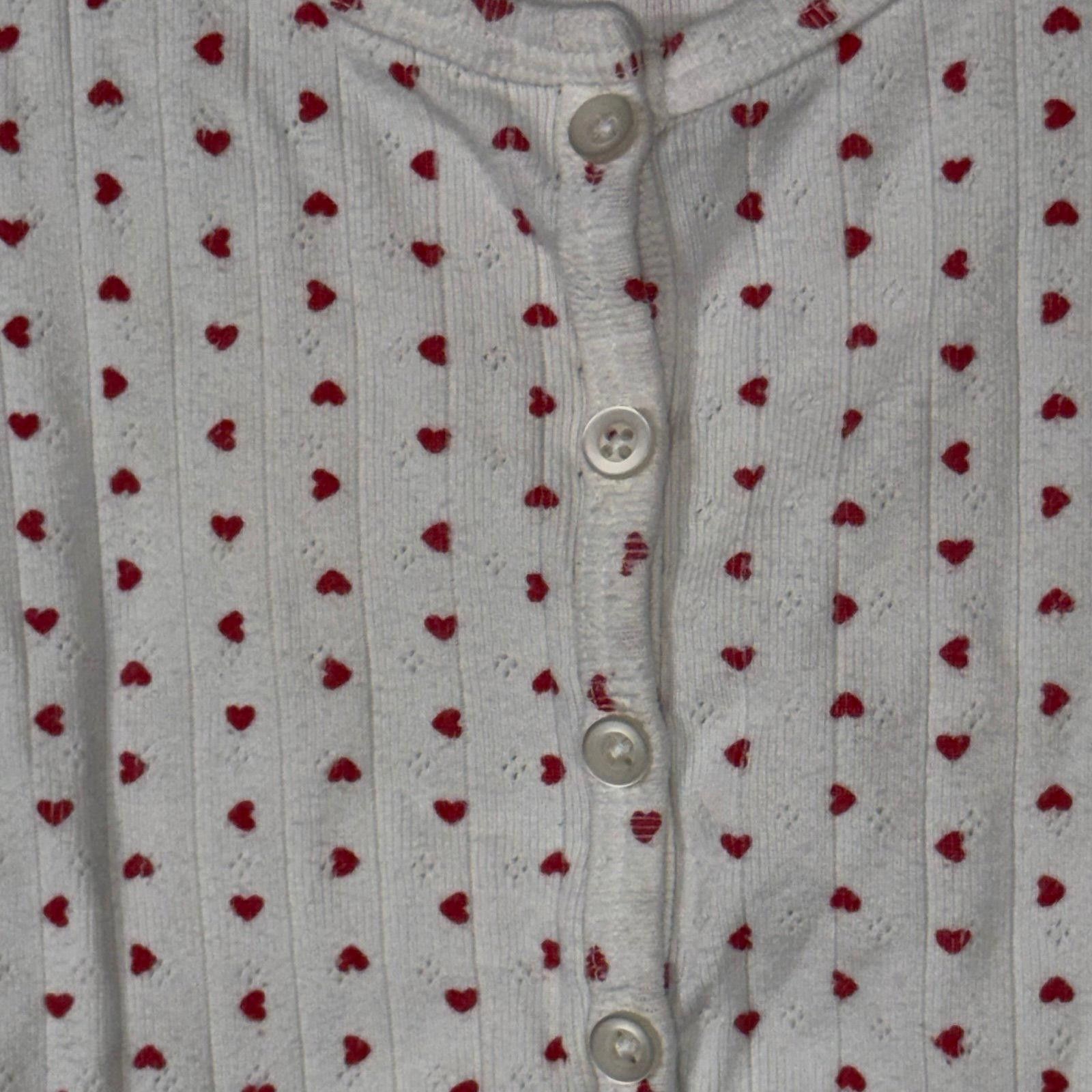 Other Brandy Melville Heart Pattern Button-Up Shirt Size 2 Size XS / US 0-2 / IT 36-38 - 4 Thumbnail