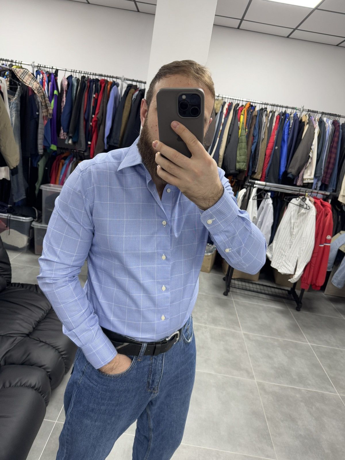 Suitsupply Suitsupply Traveller Slim Fit Button Shirt Size 40/15 Size US L / EU 52-54 / 3 - 3 Thumbnail