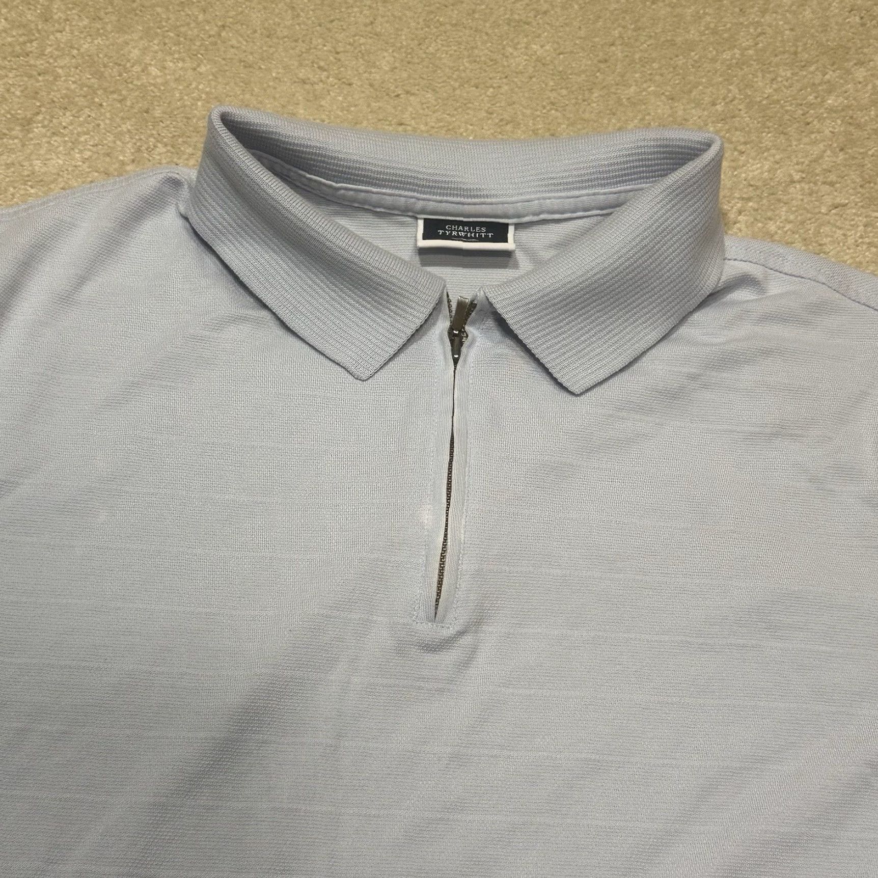 Charles Tyrwhitt Charles Tyrwhitt Polo Shirt Mens M Blue 1/4 Zip Knit Short Sleeve Regular Cotton Button-Down Preppy Outdoor Outdoor, Golf Hiking Travel Causal Size US M / EU 48-50 / 2 - 3 Thumbnail