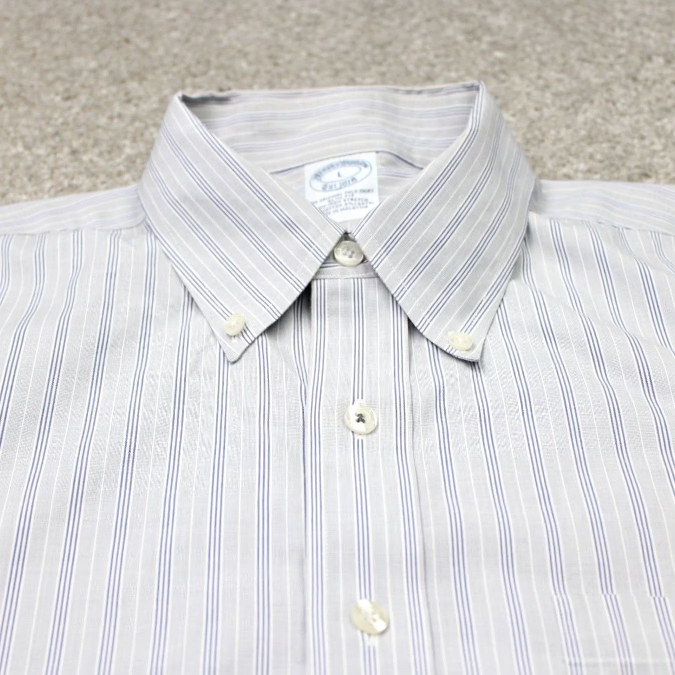 Brooks Brothers Brooks Brothers Shirt Mens Large Gray Slim Fit Non-Iron Stretch Long Sleeve Button-Up Size US L / EU 52-54 / 3 - 5 Thumbnail