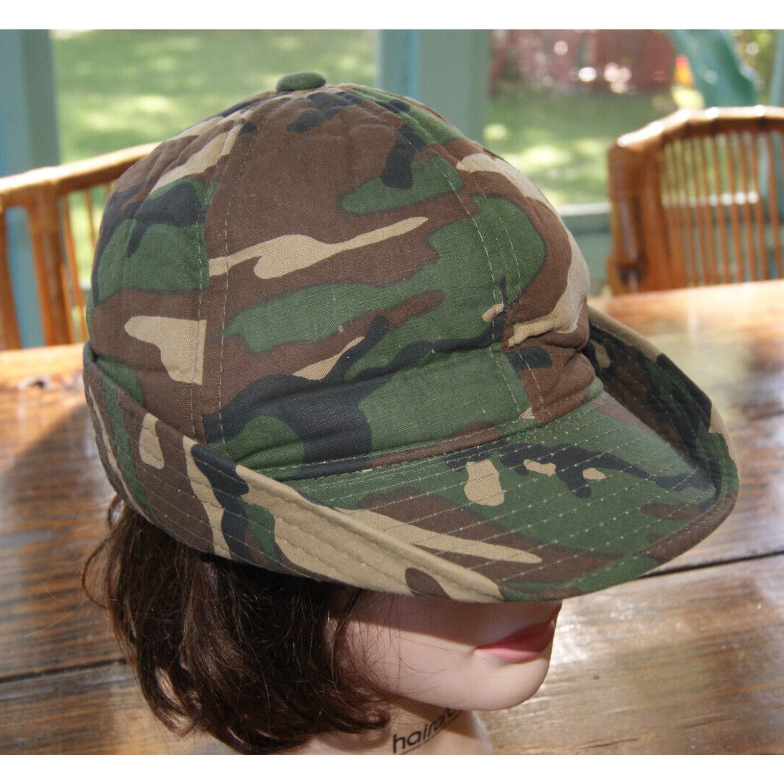 Other VTG Woodland Camouflage Bucket Hat Adult Cap Foam Ear Flap M Size ONE SIZE - 1 Thumbnail