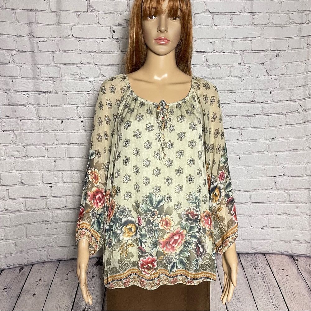 Other New Tempo Paris Silk Viscose Floral Top Made In Italy Size Size L / US 10 / IT 46 - 1 Thumbnail