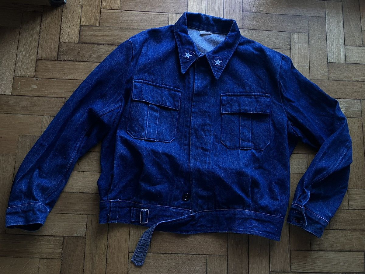 Vintage 1970s Italian navy denim workwear jackeg Size US XL / EU 56 / 4 - 1 Thumbnail
