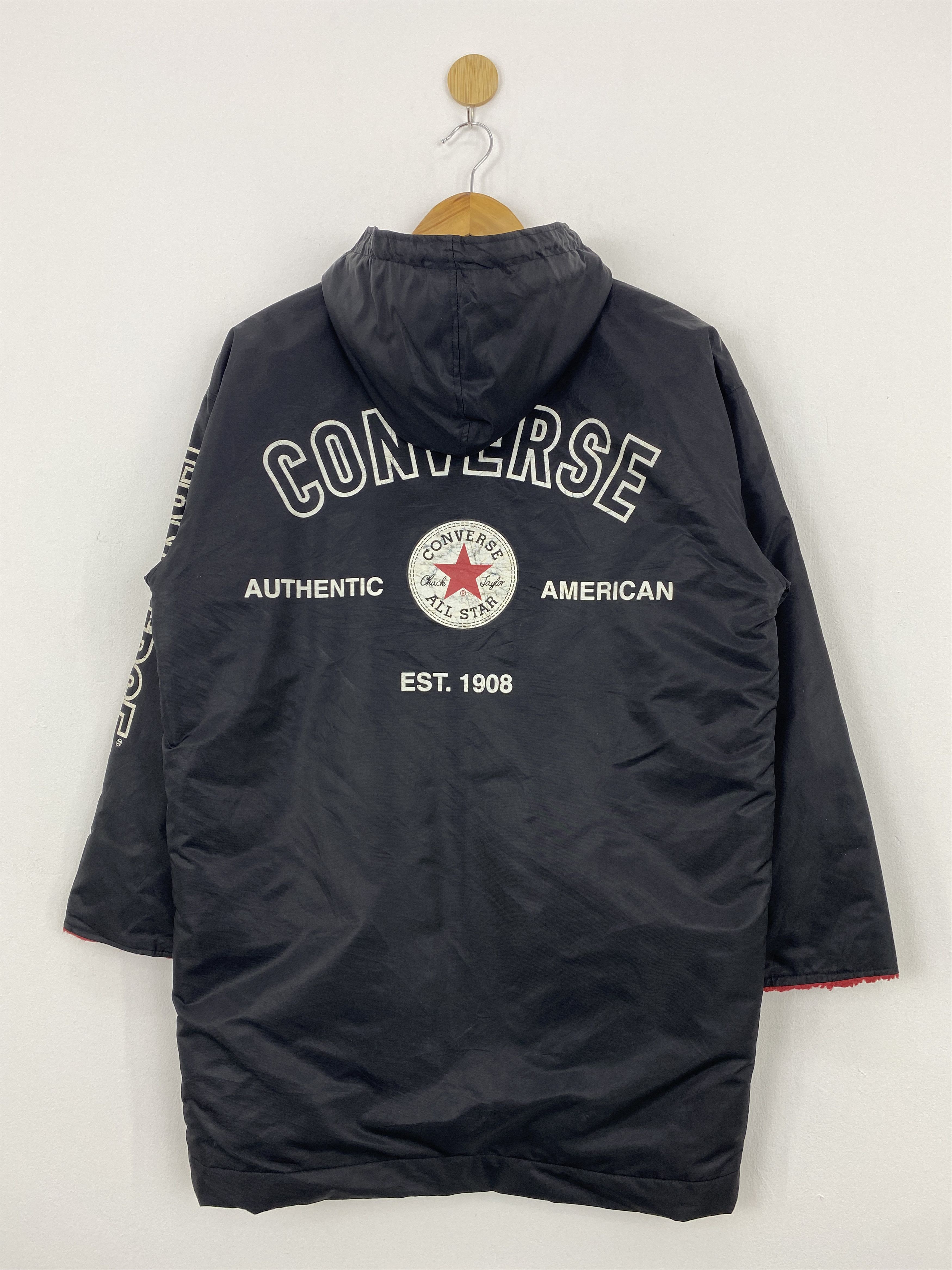 Converse Vintage Converse Big Logo Button Up Long Jacket J1870 Size US S / EU 44-46 / 1 - 1 Thumbnail