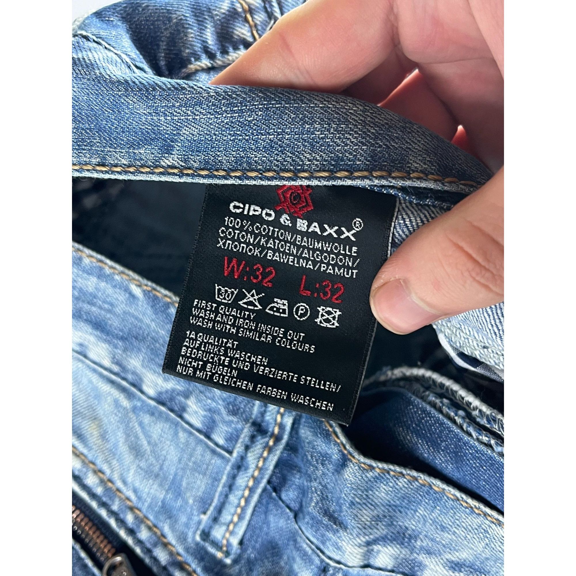 Vintage Cipo & Baxx Blue Distressed Denim Jeans W32 L32 Size US 33 - 4 Thumbnail