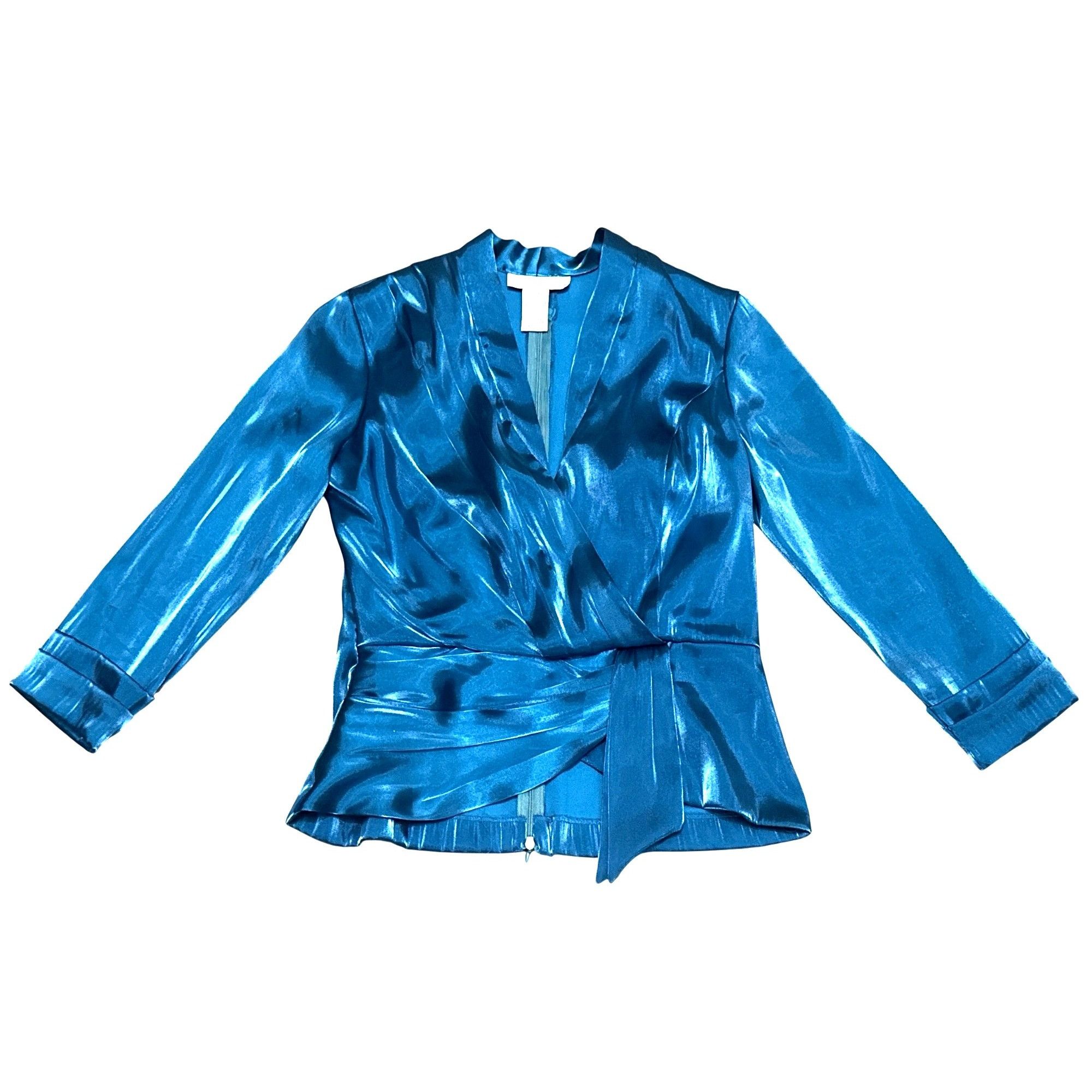 Other Jackie Jon New York Size 6 Teal Satin Wrap Tie Waist Top Bac Size M / US 6-8 / IT 42-44 - 10 Thumbnail