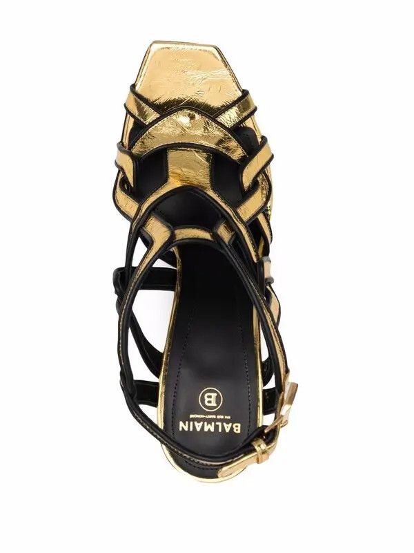 Balmain o1y0625 Spike Heel Sandals in Gold/Black Size US 6 / IT 36 - 4 Thumbnail