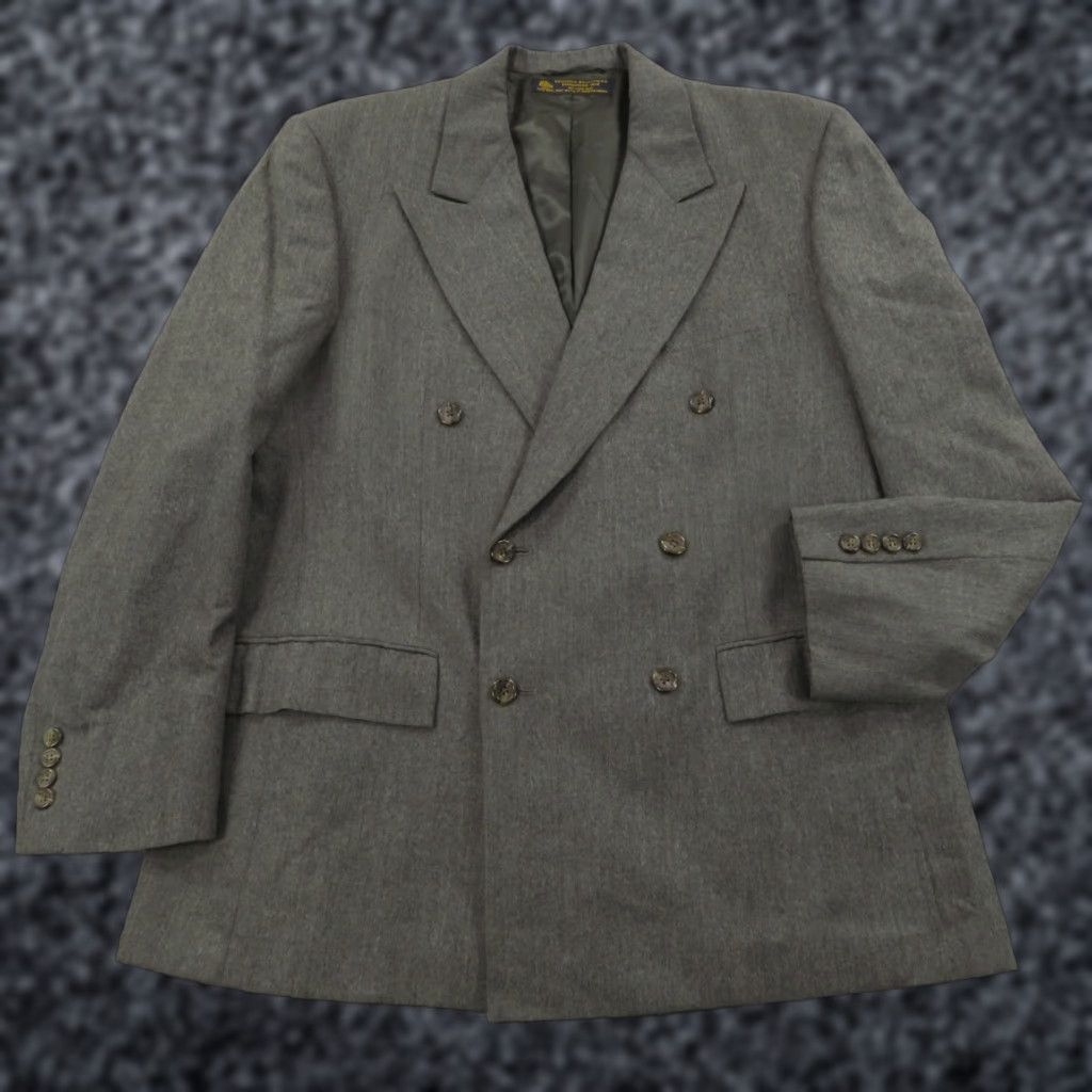 Brooks Brothers VINTAGE Brooks Brothers Blazer 42R Charcoal Wool Double-Breasted 6-Button Coat USA Mens Jacket Size 42R - 1 Thumbnail