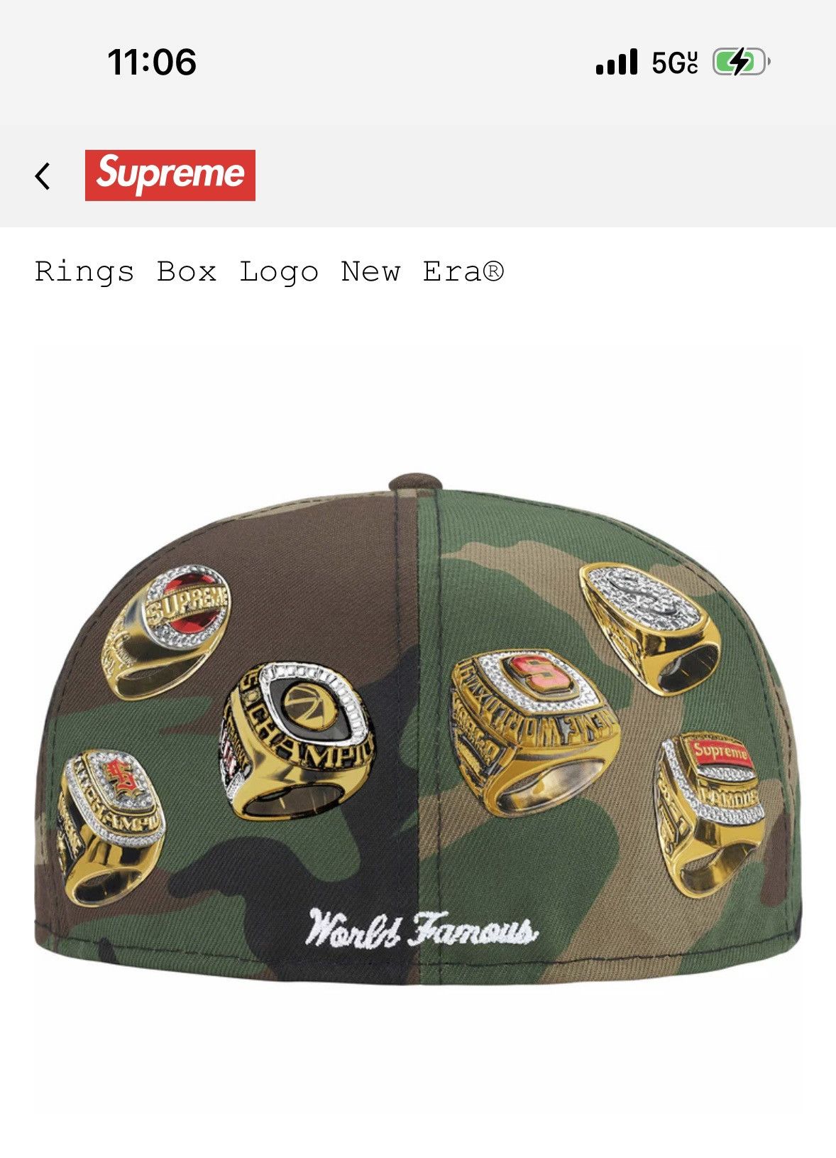 New Era × Supreme Supreme Rings Box Logo New Era® 7 5/8 Size ONE SIZE - 1 Thumbnail