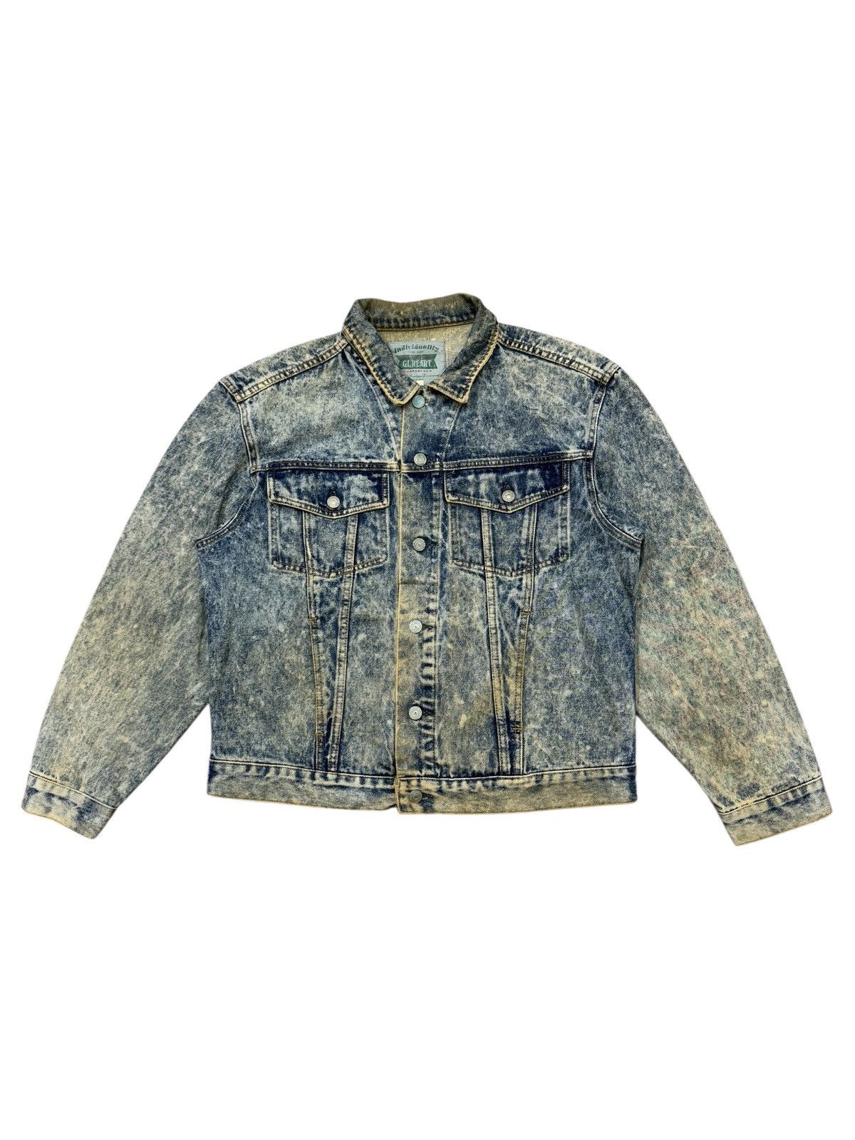Japanese Brand Vintage 90s GL Heart Acid Wash Denim Jacket Size US M / EU 48-50 / 2 - 1 Thumbnail