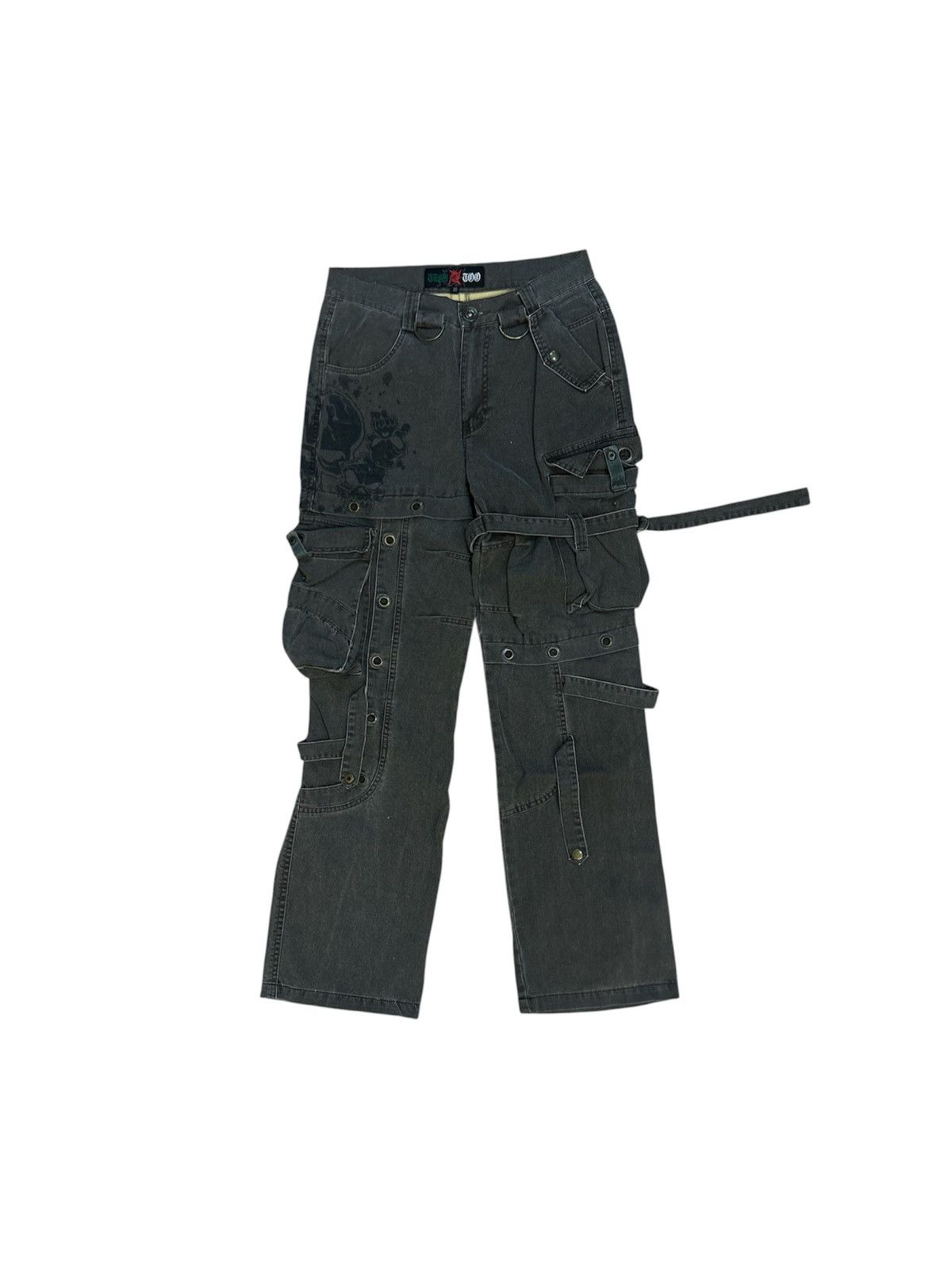 If Six Was Nine RARE💥Tech Too Skull Print Bondage Cargo Pants Y2K Cyber Goth Size US 30 / EU 46 - 1 Thumbnail