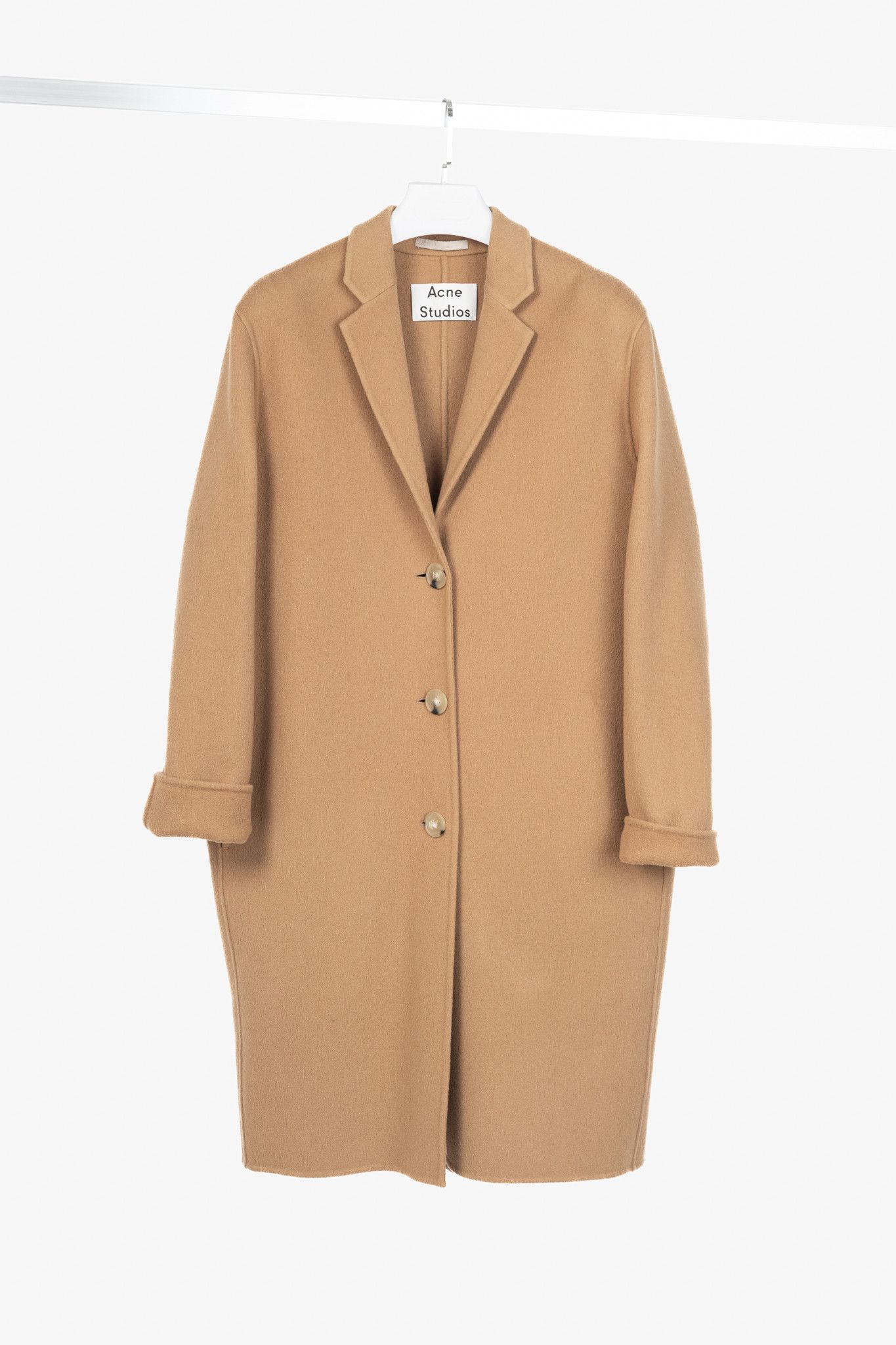 Acne Studios Acne Studios Camel Melange Single-Breasted Wool Coat Size S / US 4 / IT 40 - 1 Thumbnail