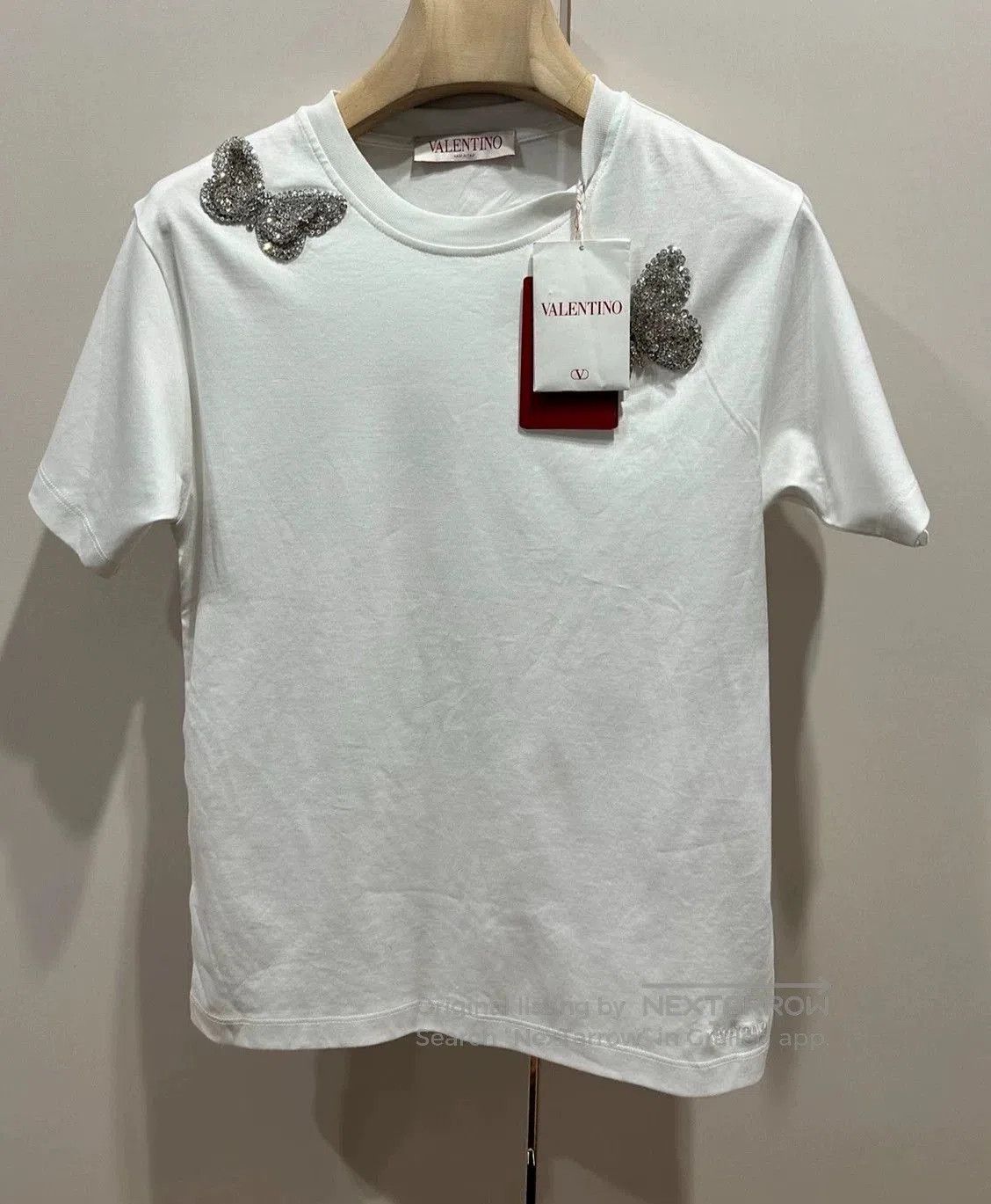 Valentino Valentino Butterfly Beaded White T-shirt S. Size US S / EU 44-46 / 1 - 1 Thumbnail