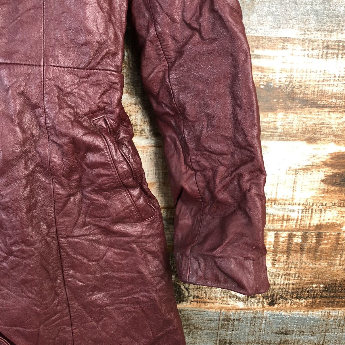 Vintage Alfredo Versace Maroon Leather Jacket #A2468 Size S / US 4 / IT 40 - 8 Thumbnail