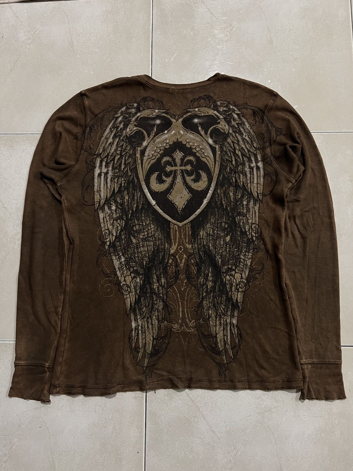Affliction × Vintage Vintage Y2K Affliction Thermal Big Wings and Cross Size US L / EU 52-54 / 3 - 5 Thumbnail