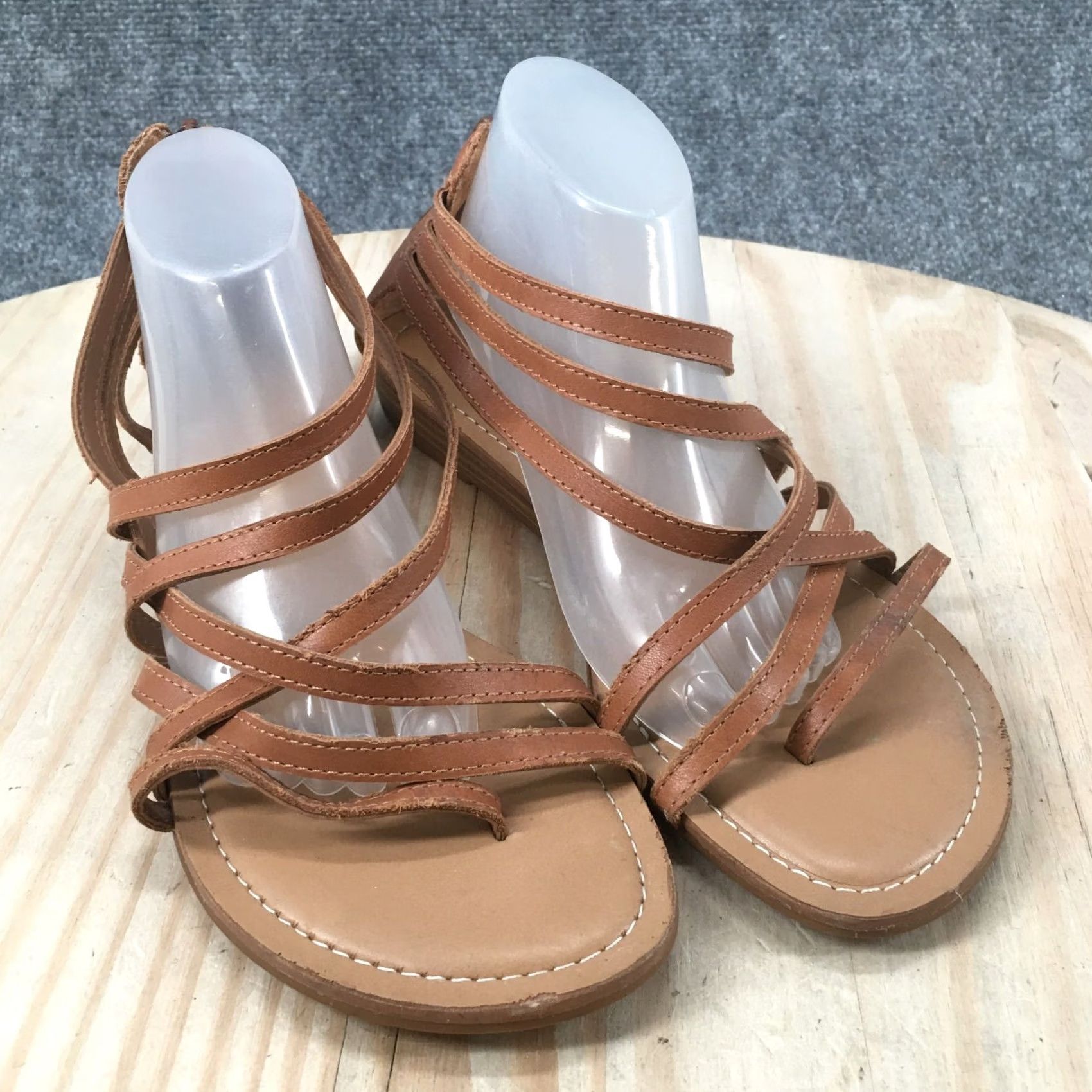 Carlos Santos Carlos Santana Sandals Amara Strappy Wedge Brown Leather Zip Womens 7 M casual shoe Size US 7 / IT 37 - 3 Thumbnail