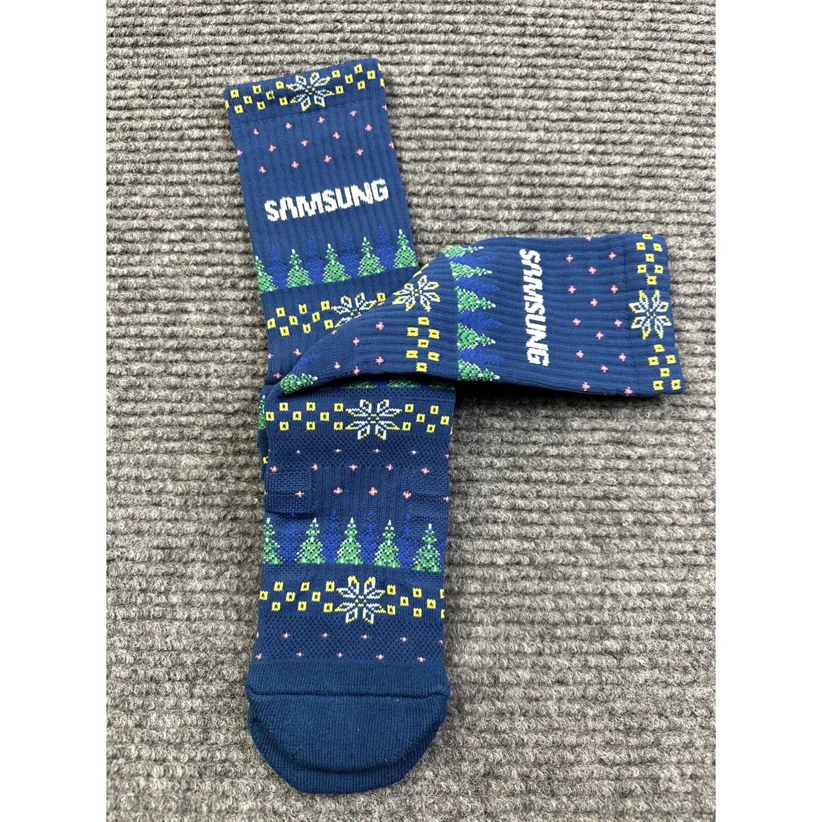 Samsung VINTAGE Samsung Tube Socks Men Regular Blue Holiday Workwear Logo Graphic 1 Pair AA Size ONE SIZE - 2 Thumbnail