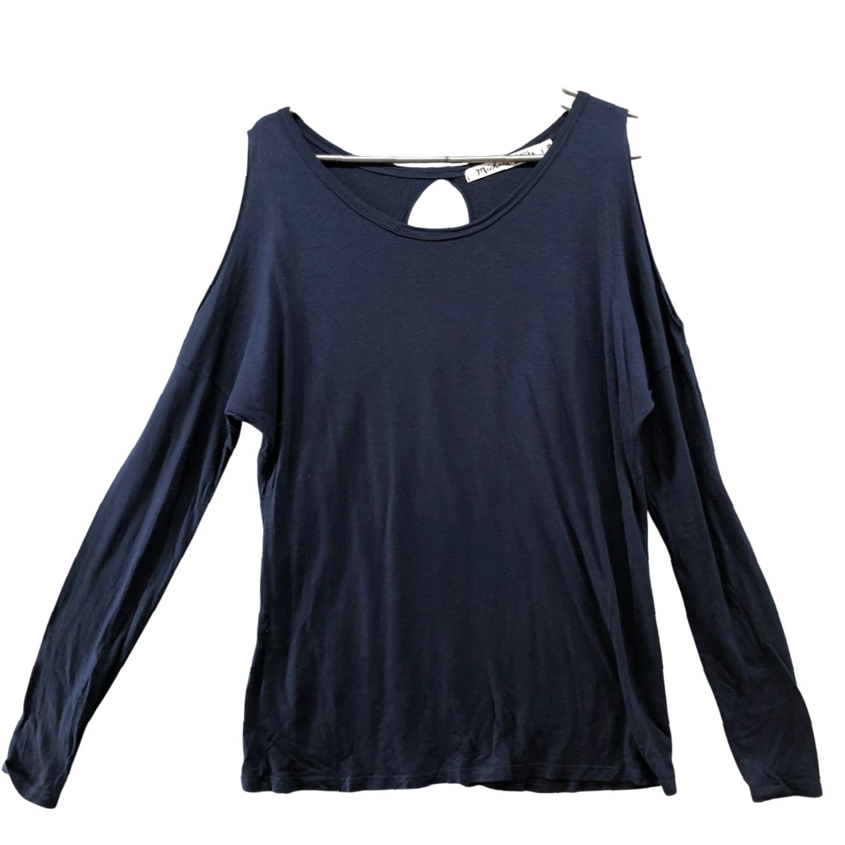 Michael Stars Michael Stars Cold Shoulder Long Sleeve T Shirt Womens One Size Navy Blue Modal Supima OS Knit Cotton Micromodal Size ONE SIZE - 2 Thumbnail