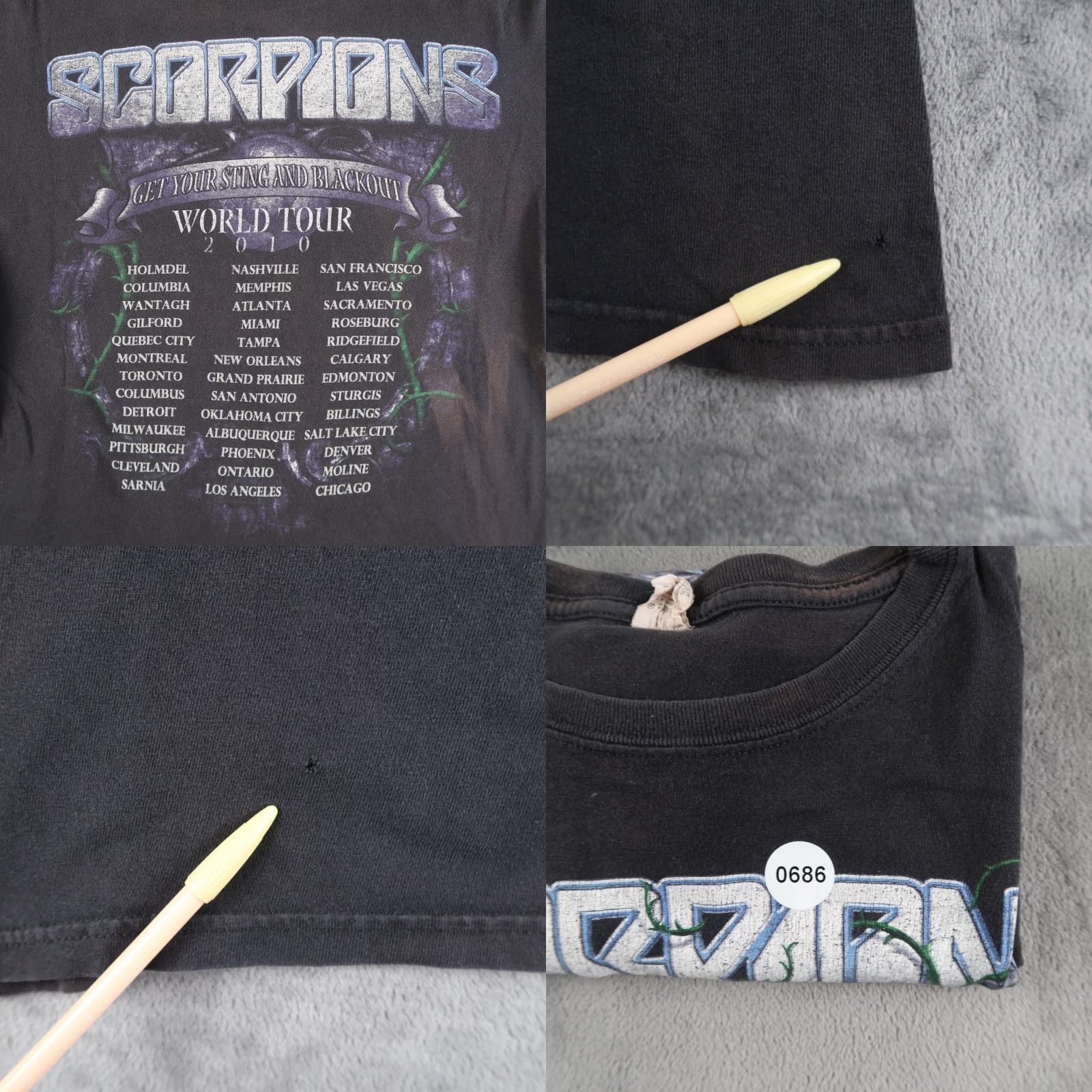 Anvil 2010 Scorpions Get your Sting and Blackout World Tour Graphic T Shirt M Black Mens Shirt Graphic Print Band Music 2010s Size US M / EU 48-50 / 2 - 9 Thumbnail