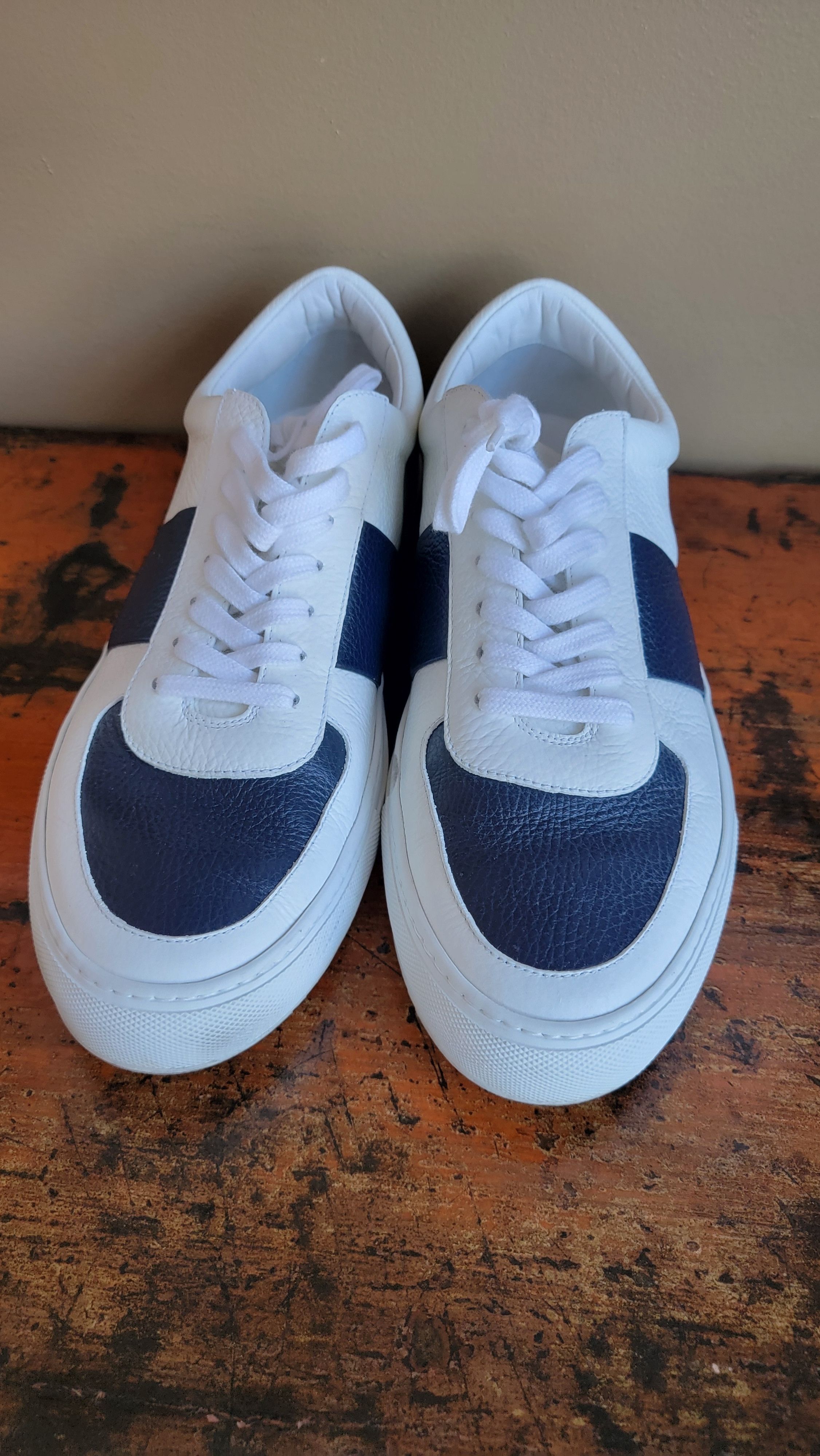 Mr P. Mr. Porter white and blue leather sneakers UK. 11/ US 12 Size US 12 / EU 45 - 3 Thumbnail