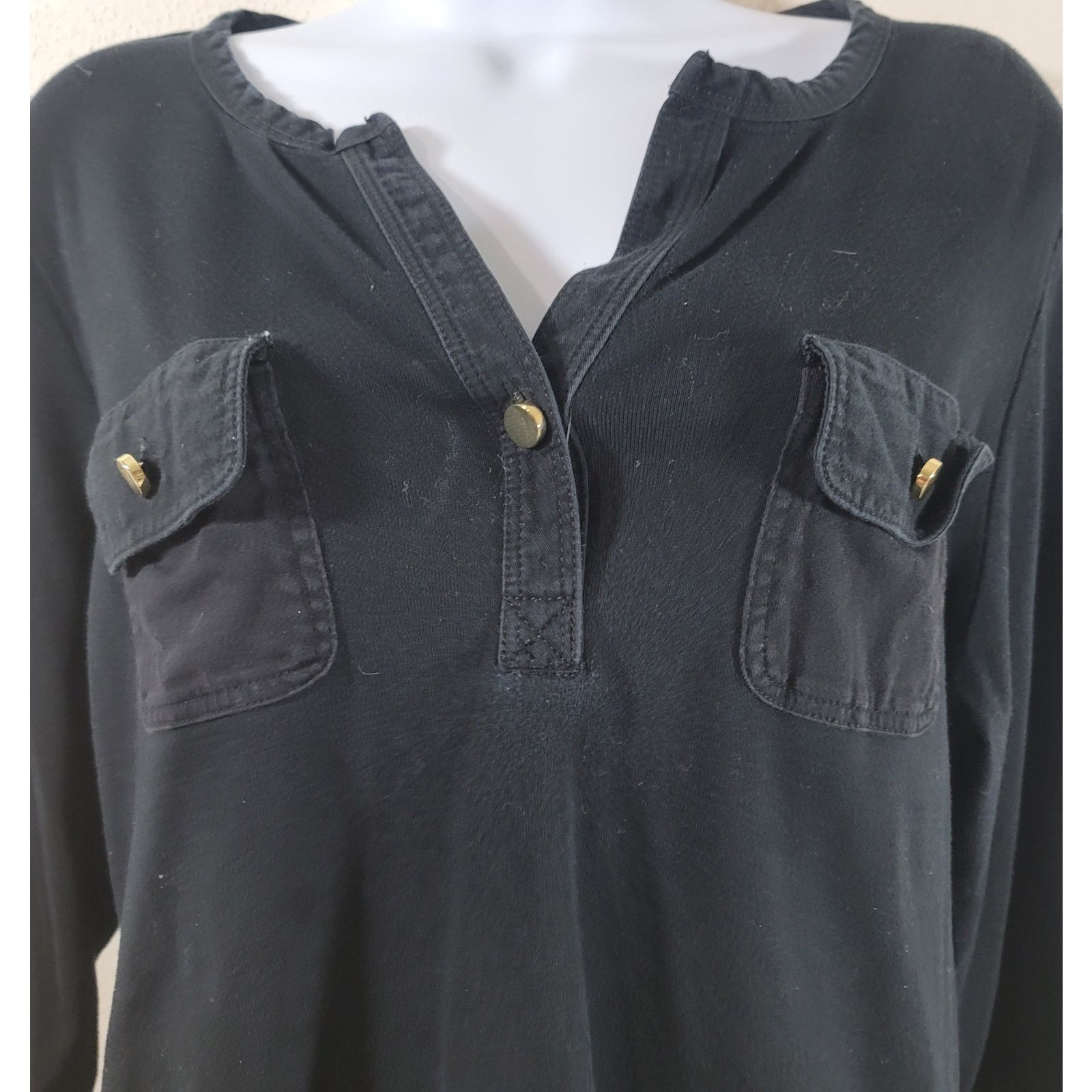 Other Charter Club Black Luxury Woman V Neck Henley Top 2X Size XXL / US 16-18 / IT 52-54 - 2 Thumbnail