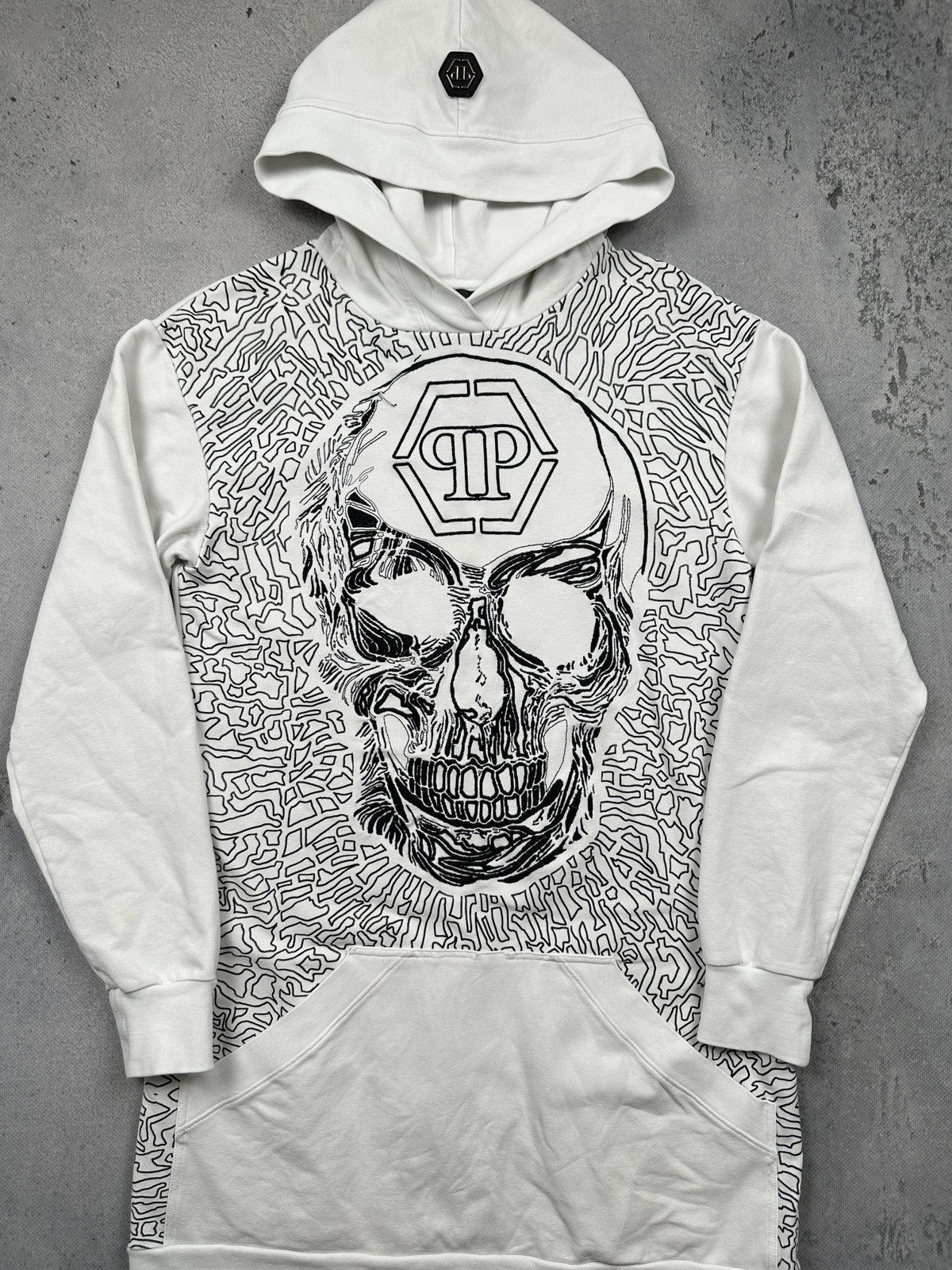 Philipp Plein Philipp Plein Couture White Skull Hoodie Longline Graphic Size US S / EU 44-46 / 1 - 5 Thumbnail