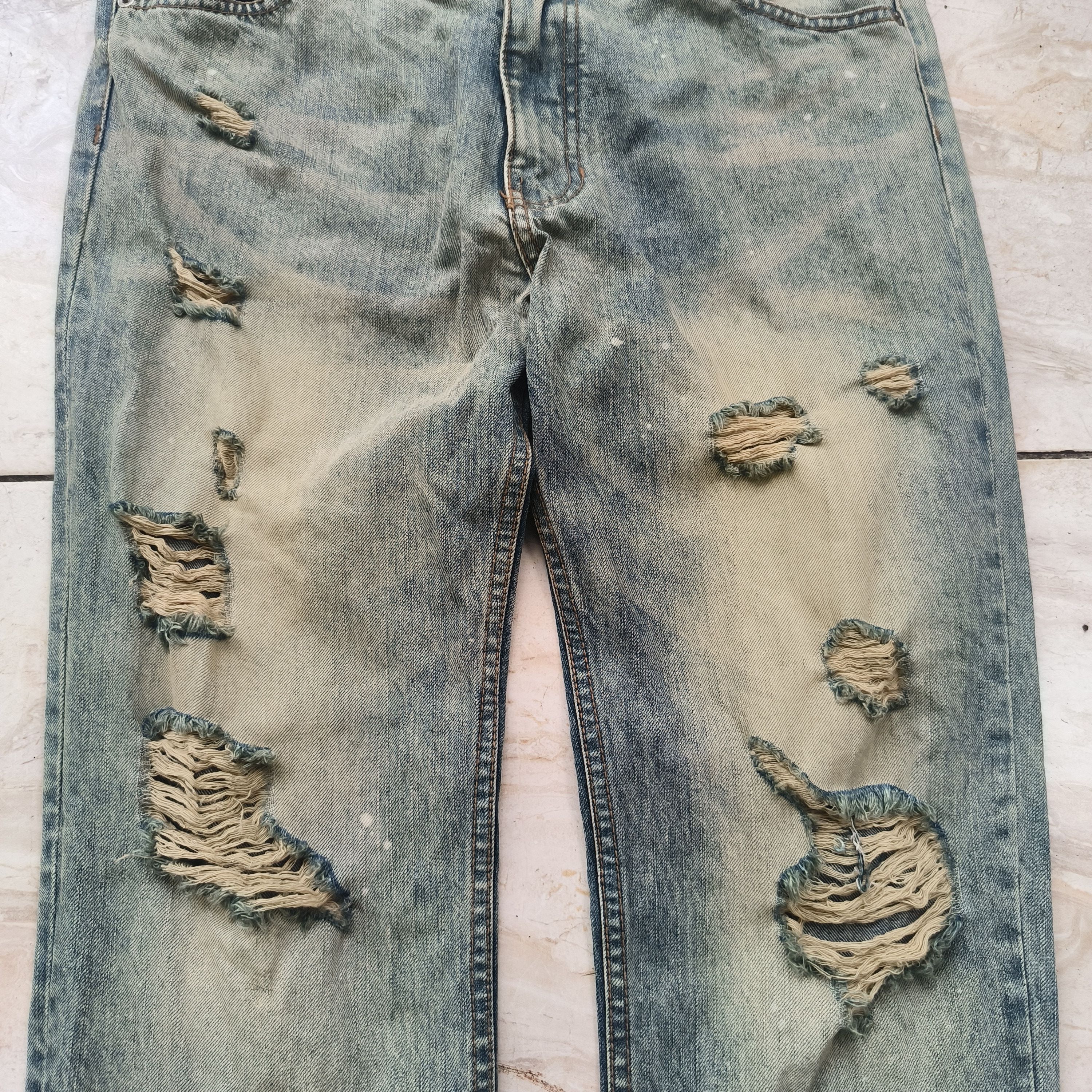 Japanese Brand Krafted Mud Wash Distressed Denim Jeans Size US 32 / EU 48 - 3 Thumbnail