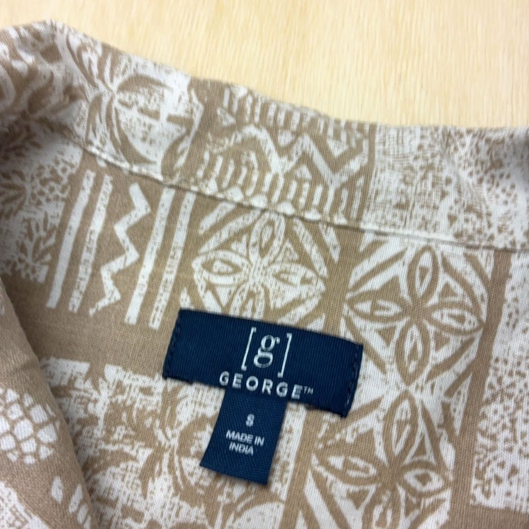 George George Shirt Mens Small Beige Hawaiian Turtle Print Short Sleeve Button Up Size US S / EU 44-46 / 1 - 3 Thumbnail