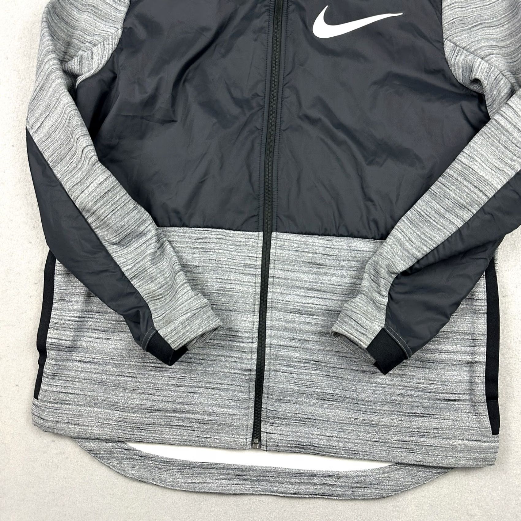 Nike Nike Jacket Men L Gray Black Hybrid Therma Fit Dri Fit Hood Full Zip Pockets Windbreaker Sports Style Mens Size US L / EU 52-54 / 3 - 3 Thumbnail