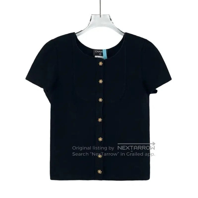 Chanel Chanel Black Cotton Short Sleeve Cardigan . Size M / US 6-8 / IT 42-44 - 1 Thumbnail