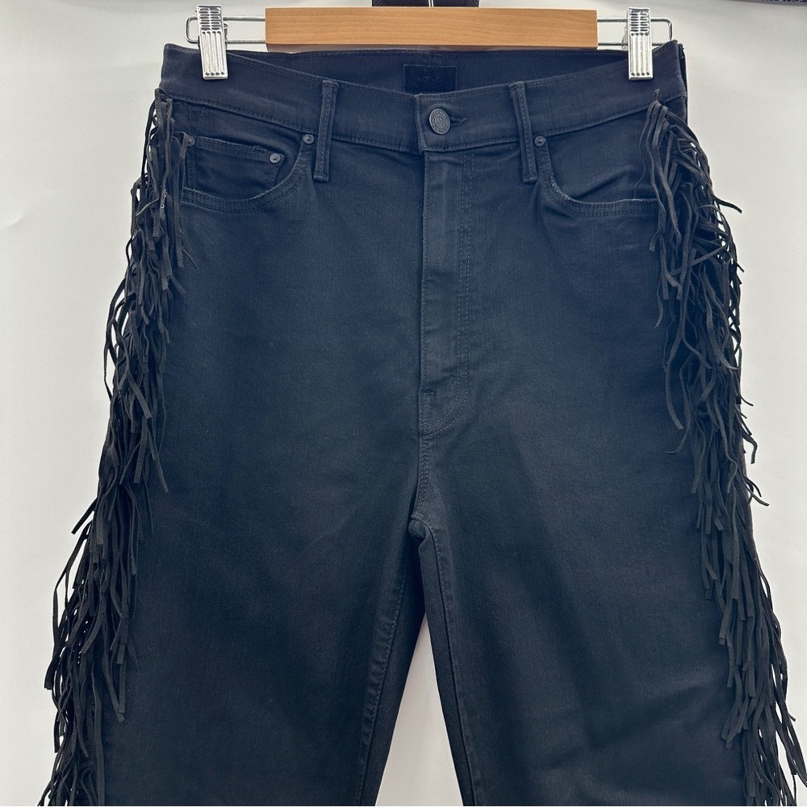 MOTHER Mother The Swooner Ankle The Whip Black Fringe Skinny Jeans Size 30" / US 8 / IT 44 - 3 Thumbnail