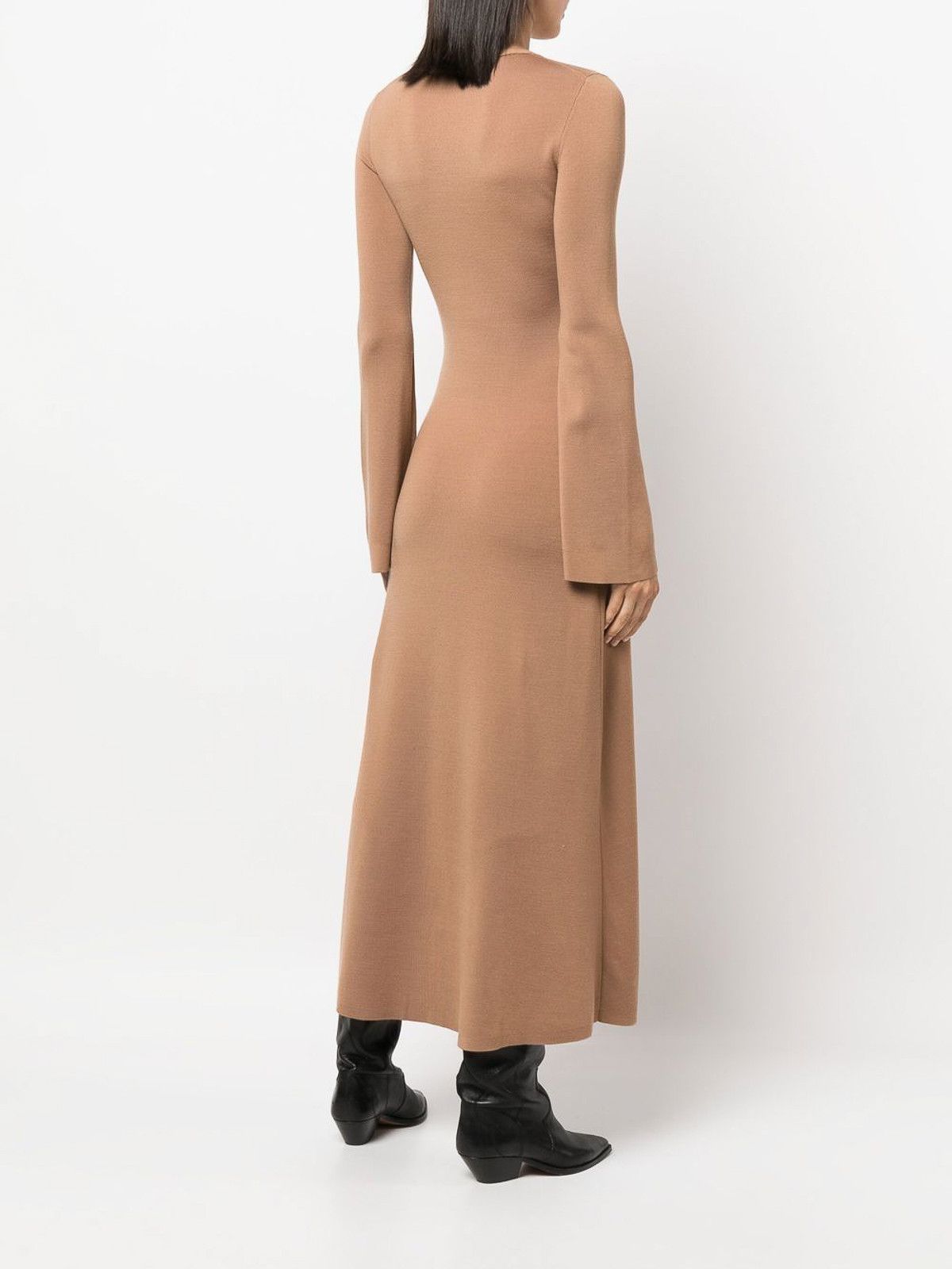 Chloe o1loc1c10425 Long V-Neck Wool Dress in Brown Size XL / US 12-14 / IT 48-50 - 7 Thumbnail
