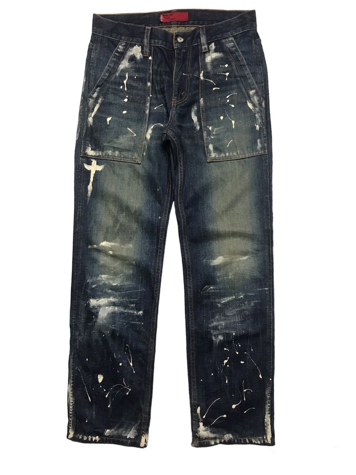 Levi's × Levi's Vintage Clothing Levi's 755 Red Tab Tight Baker Pants Paint Splatter W30 Size US 30 / EU 46 - 1 Thumbnail