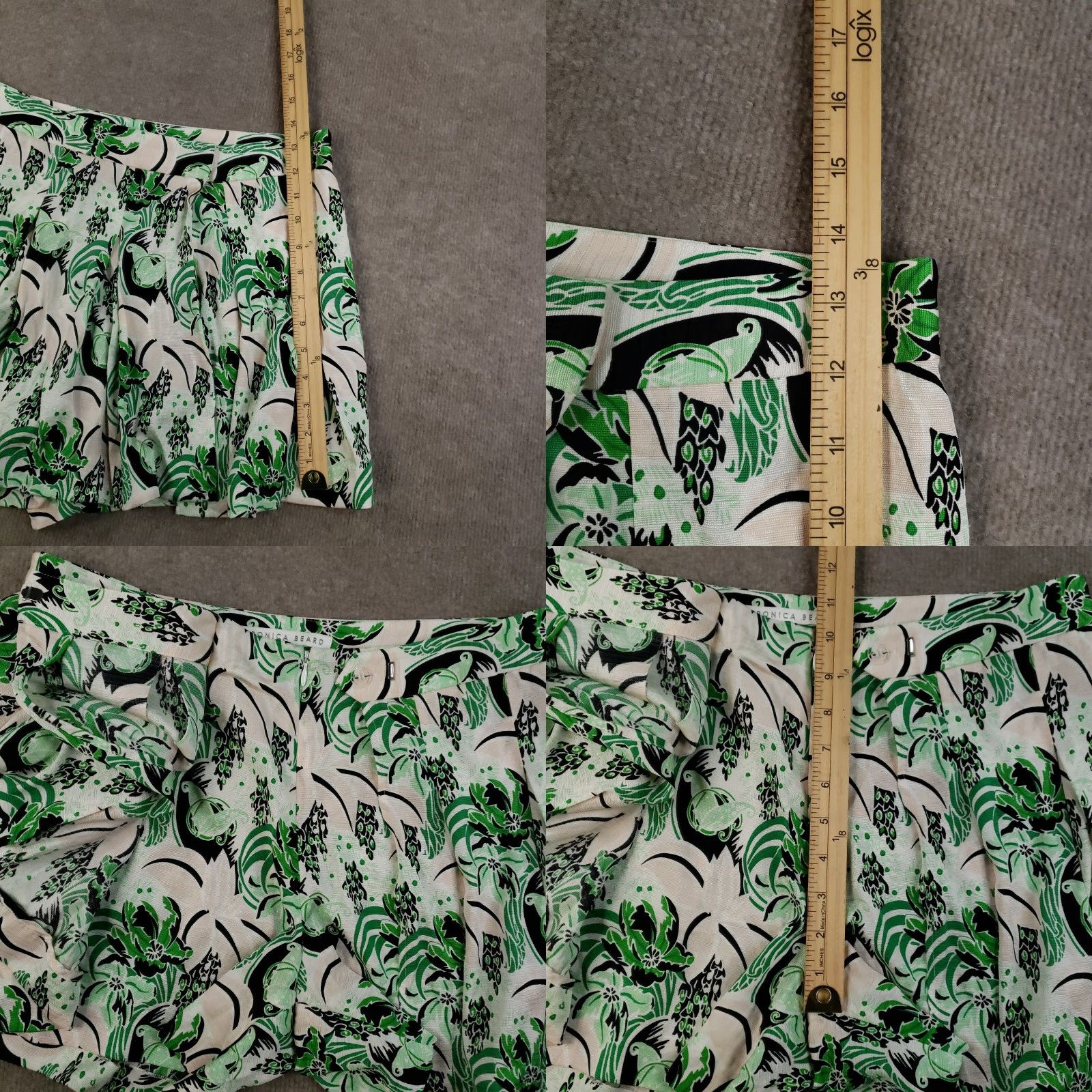 Veronica Beard VERONICA BEARD Skort Women Size 8 Green Pink Pleated Silk Spandex Floral Lightweight Stretch Size 30" / US 8 / IT 44 - 8 Thumbnail