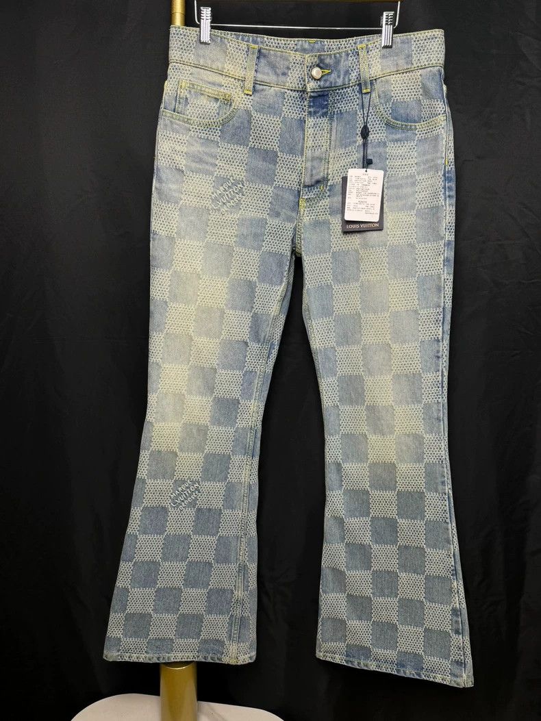 Louis Vuitton Louis Vuitton Blue Check Flared Jeans New - dmc Size US 27 - 1 Thumbnail