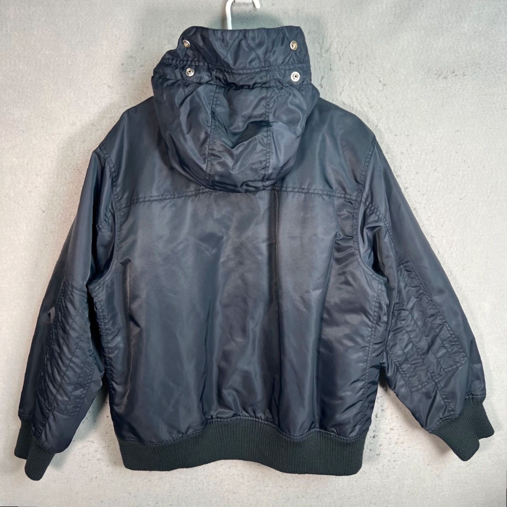 J.Crew J. Crew Mens Blue Hooded Bomber Jacket Large Nylon/Polyester Ribbed Hem & Cuffs Size US L / EU 52-54 / 3 - 2 Thumbnail