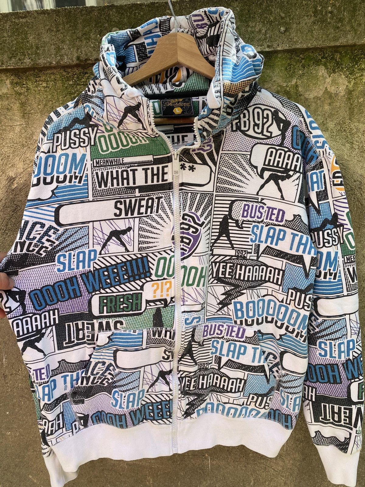 Vintage Vintage Fishbone Y2K Strip Zip Hoodie Size US L / EU 52-54 / 3 - 6 Thumbnail