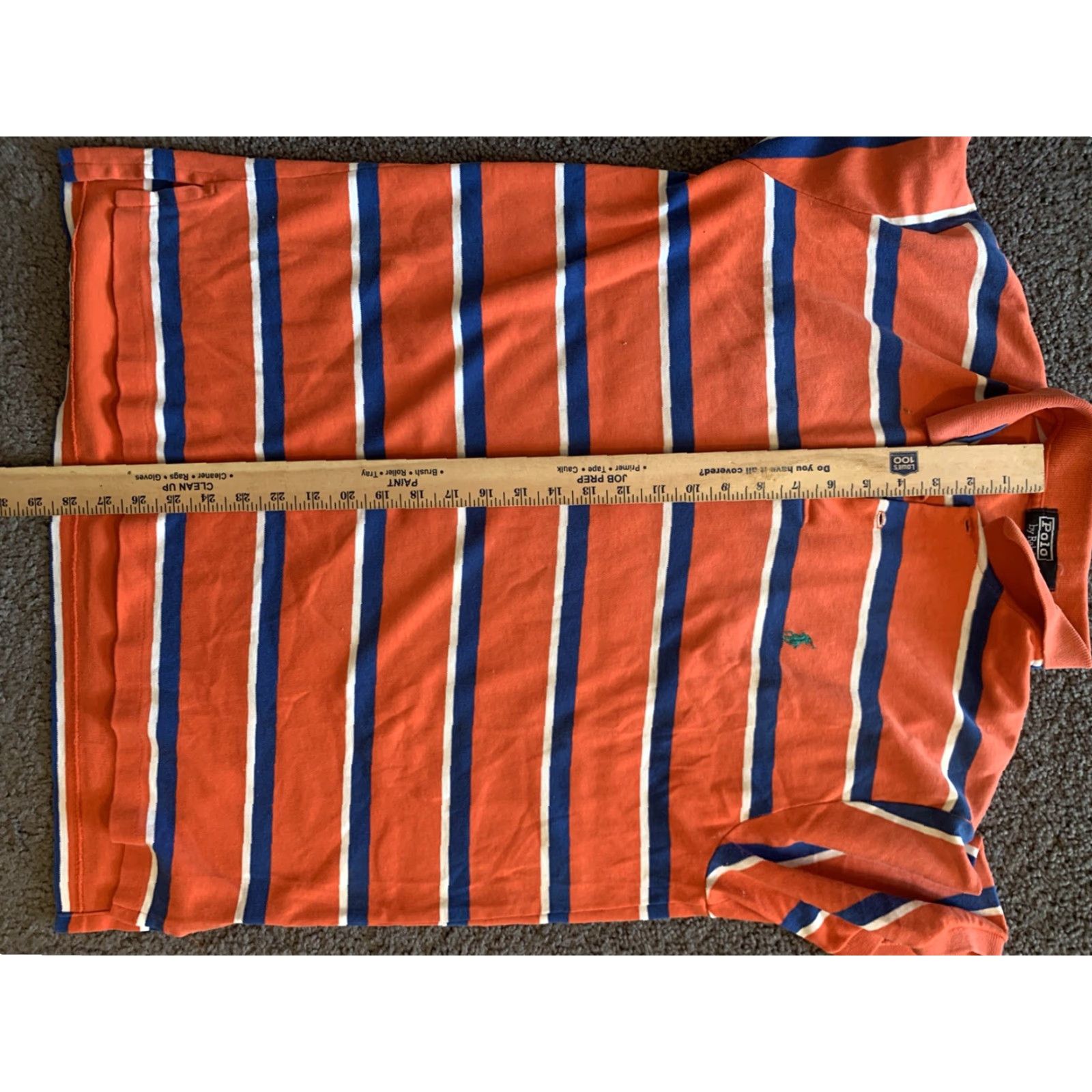 Polo Ralph Lauren VINTAGE Polo Ralph Lauren Shirt XL Collared USA Made Salmon Pink Blue Striped Polo Size US XL / EU 56 / 4 - 6 Thumbnail